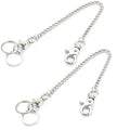 Wallet Chain 2 Pack 8" — Heavy Duty Pocket Keychain Lobster Clasp & Key Rings for Jeans & Belt, Silver
