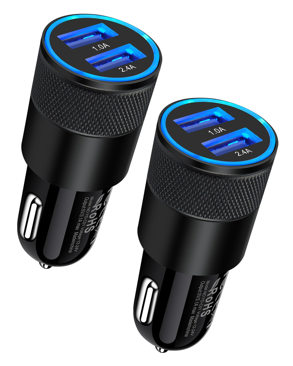 Dual Port USB Car Charger 2 Pack — 3.4A Fast Charge for iPhone 17/16/15/14, Samsung Galaxy S25/S23 & iPad