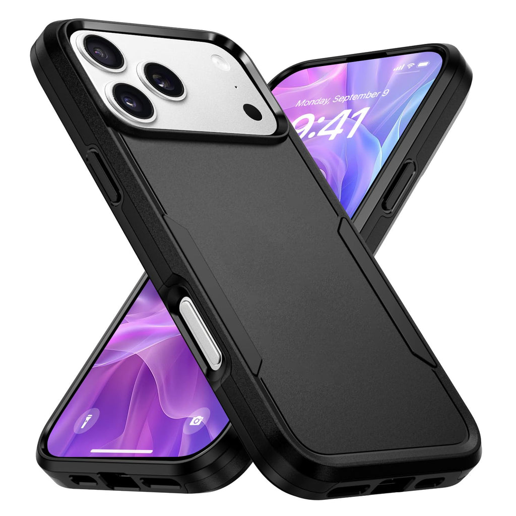 Designed for iPhone 17 Pro Case Black — Dual Layer Heavy Duty Shockproof Cover with Military Grade Drop Protection