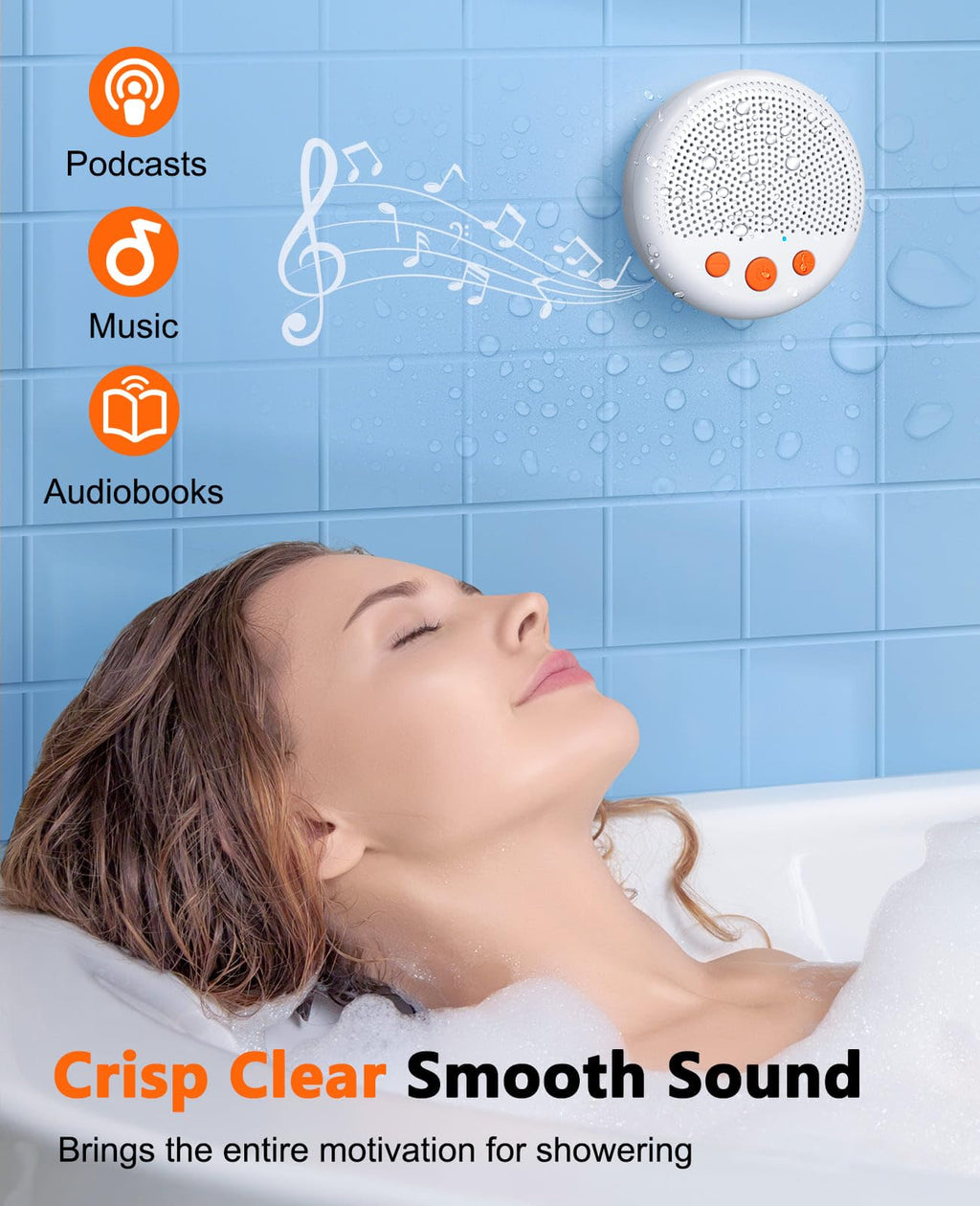 Waterproof Bluetooth Shower Speaker — HD Loud Sound, Suction Cup & Lanyard, Portable Wireless