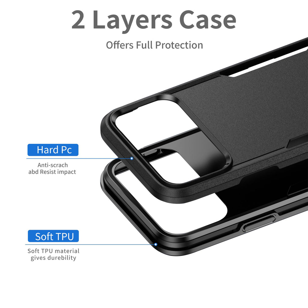 Designed for iPhone 17 Pro Case Black — Dual Layer Heavy Duty Shockproof Cover with Military Grade Drop Protection
