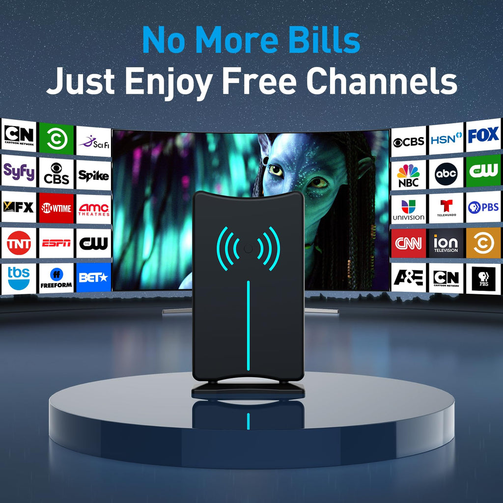 1000+ Miles Range HD TV Antenna for Smart TV Indoor TV Antennas for Free Channels with Magnetic Base