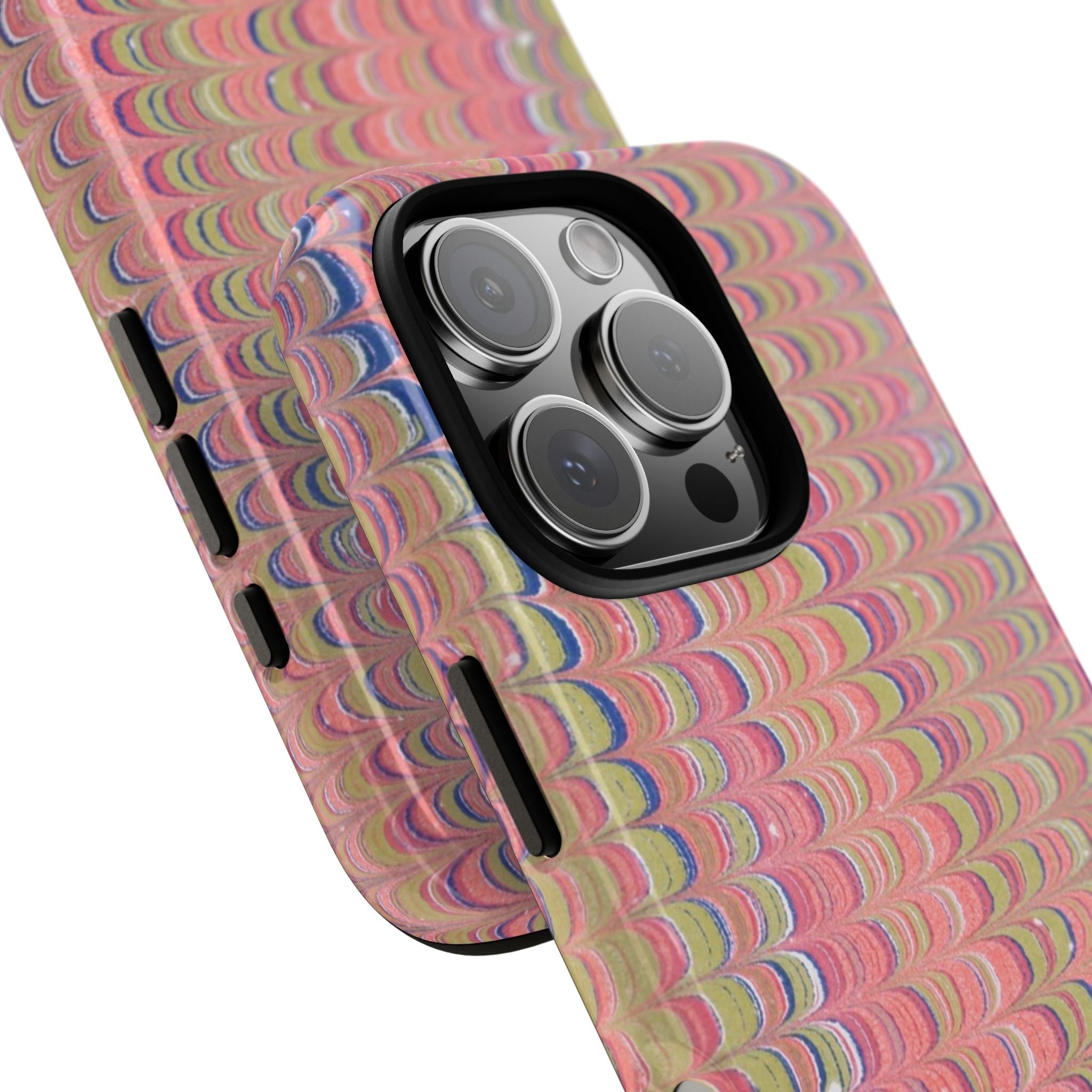 Pink Pastels Feather Marbled Vintage Design iPhone 16 + Samsung + Apple + Google - all models