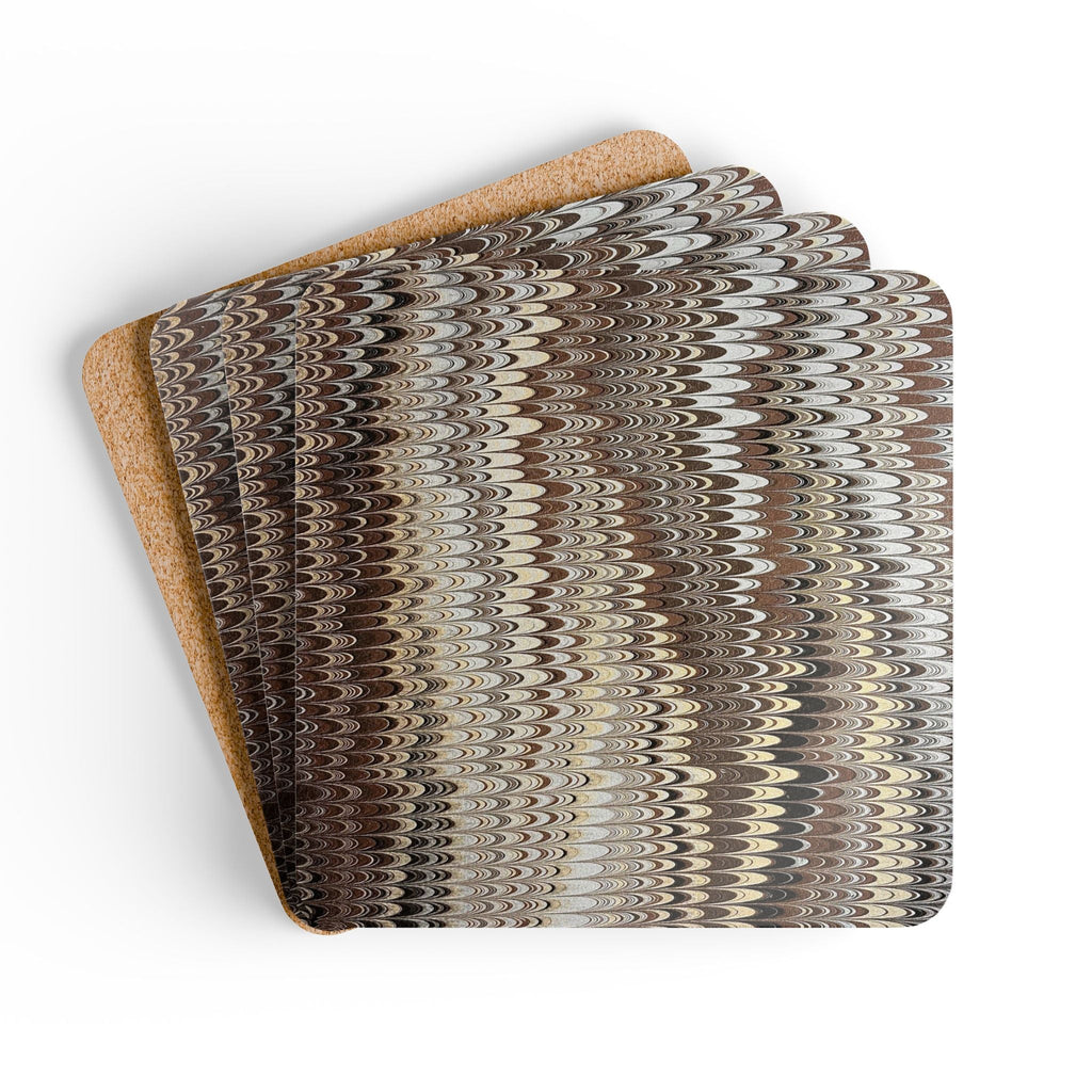 Neutral Beige Italian Marbled Cork Coaster Set, Drink Coasters (set of 4)