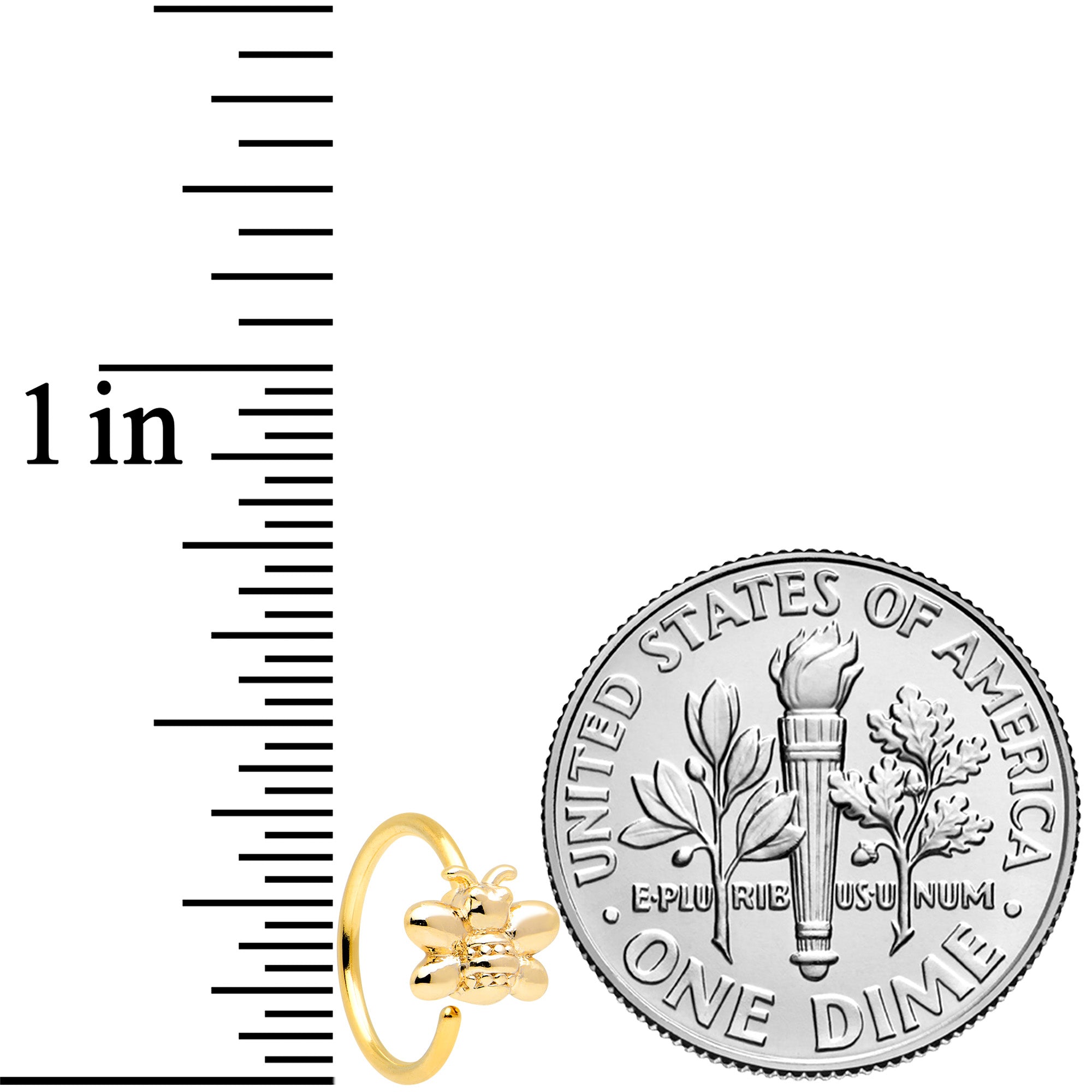 20G 5/16 Gold Tone Simply Stylish Bee Nose Hoop