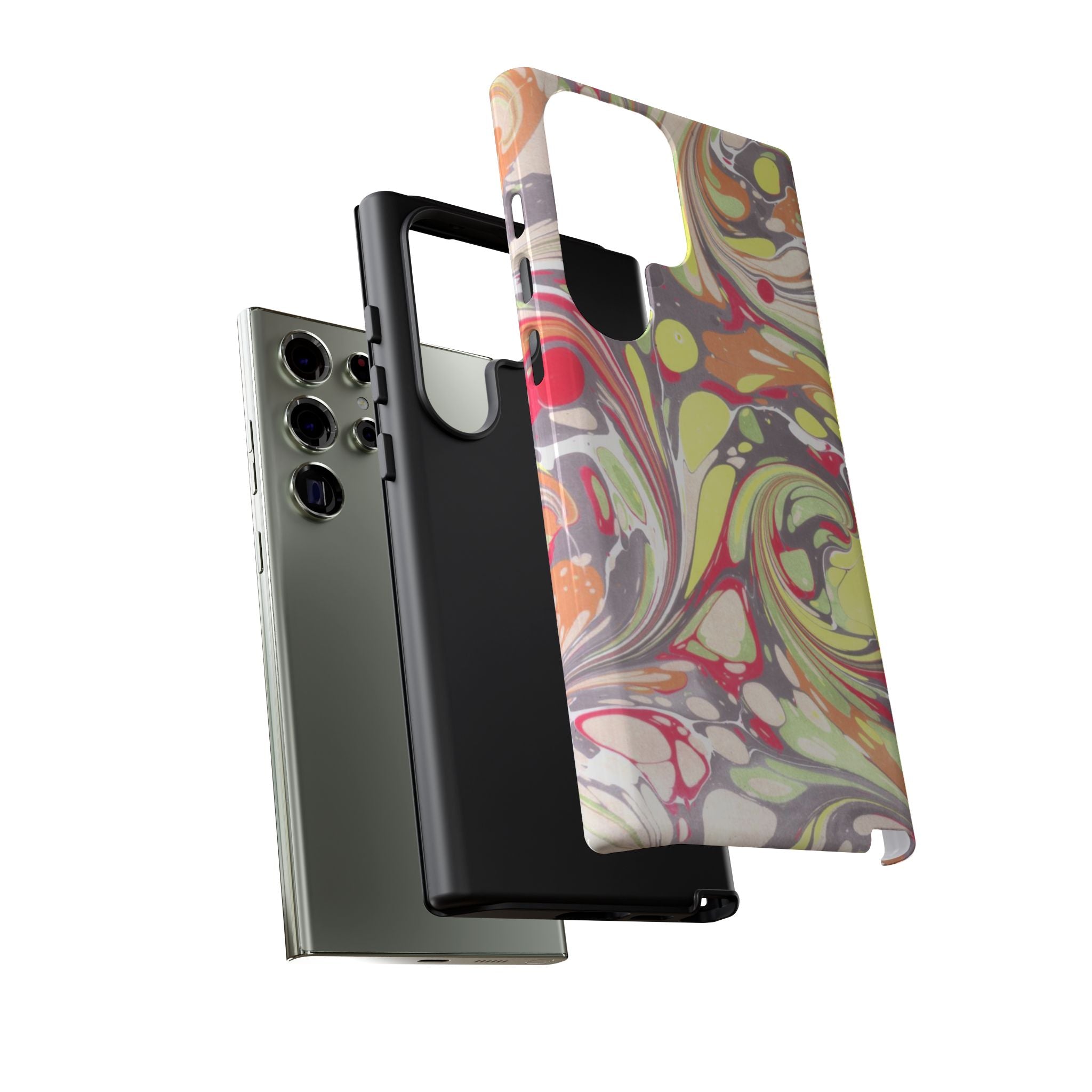 Yellow and Pink Swirl Marbled Italian Phone Case - Dual Layer - Matte or Glossy