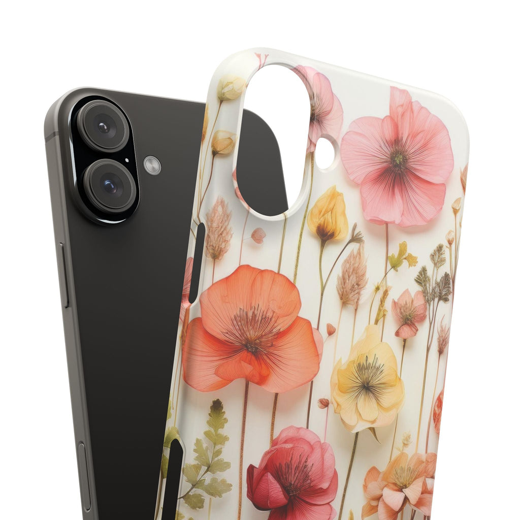 Pink Floral Pressed Flowers - Slim Case