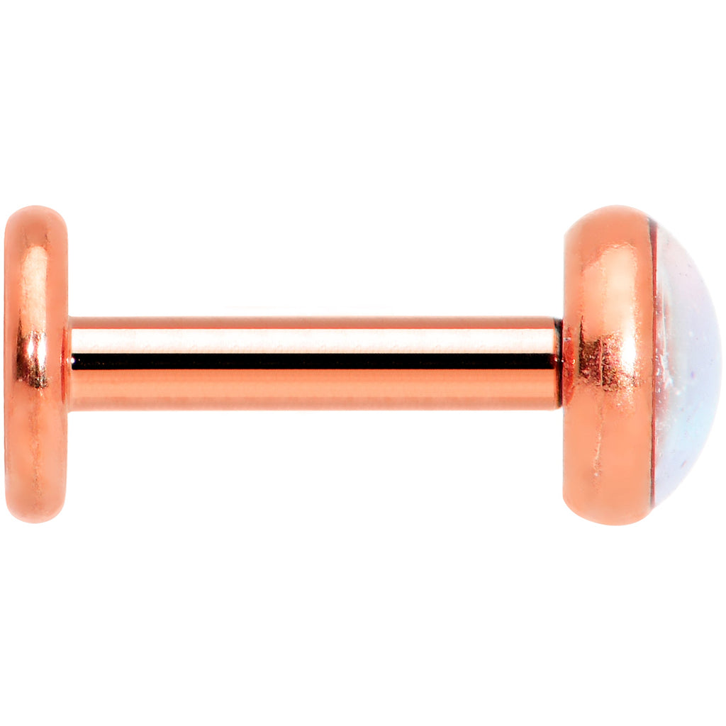 16G 1/4 Faux Opal Rose Gold Tone Internal Thread Labret Tragus