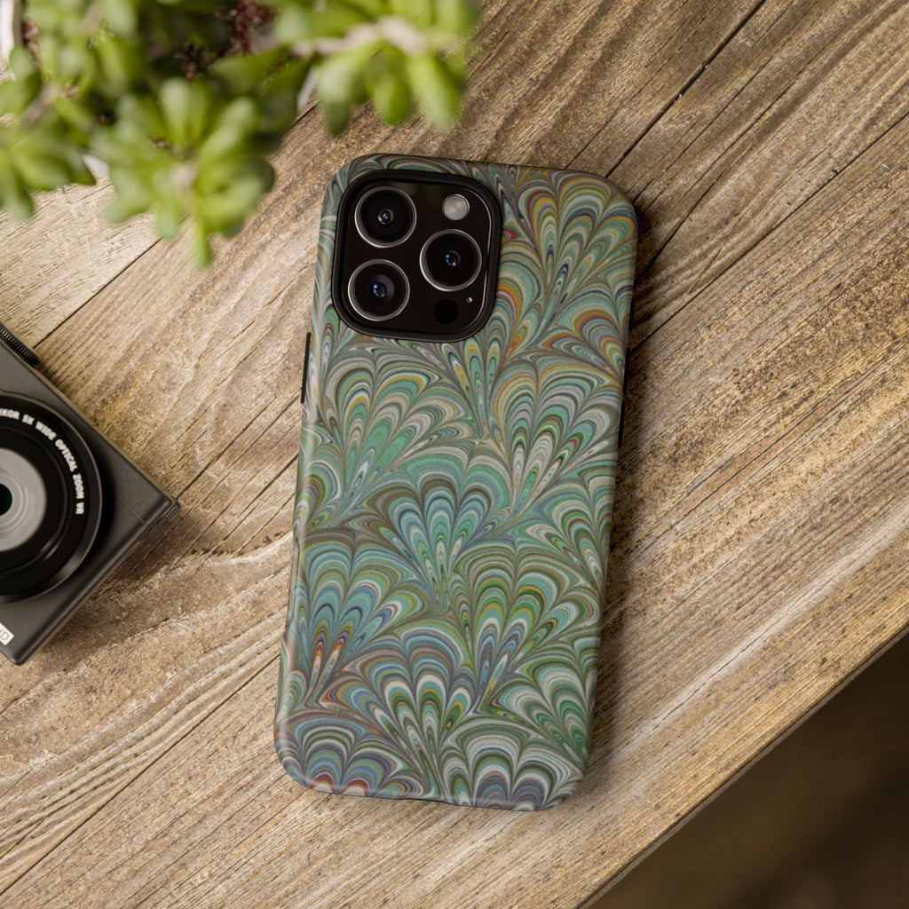 Green Peacock Marbled Phone Case — "Tough Cases" Ultra-Tough Protective Cover