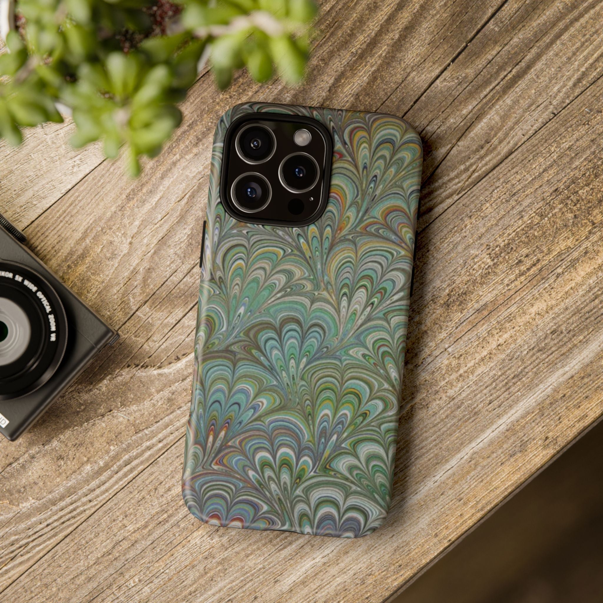 Green Peacock Marbled Phone Case — "Tough Cases" Ultra-Tough Protective Cover