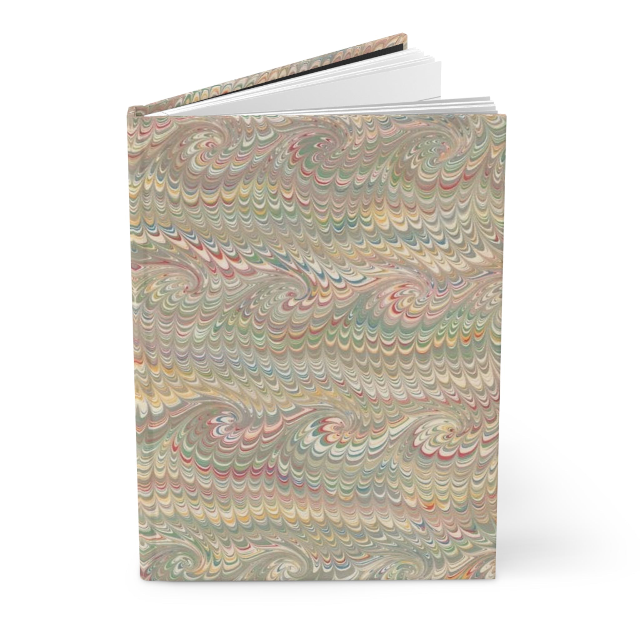 Feather Marble Hardcover Journal Matte - Beige Pastel Design