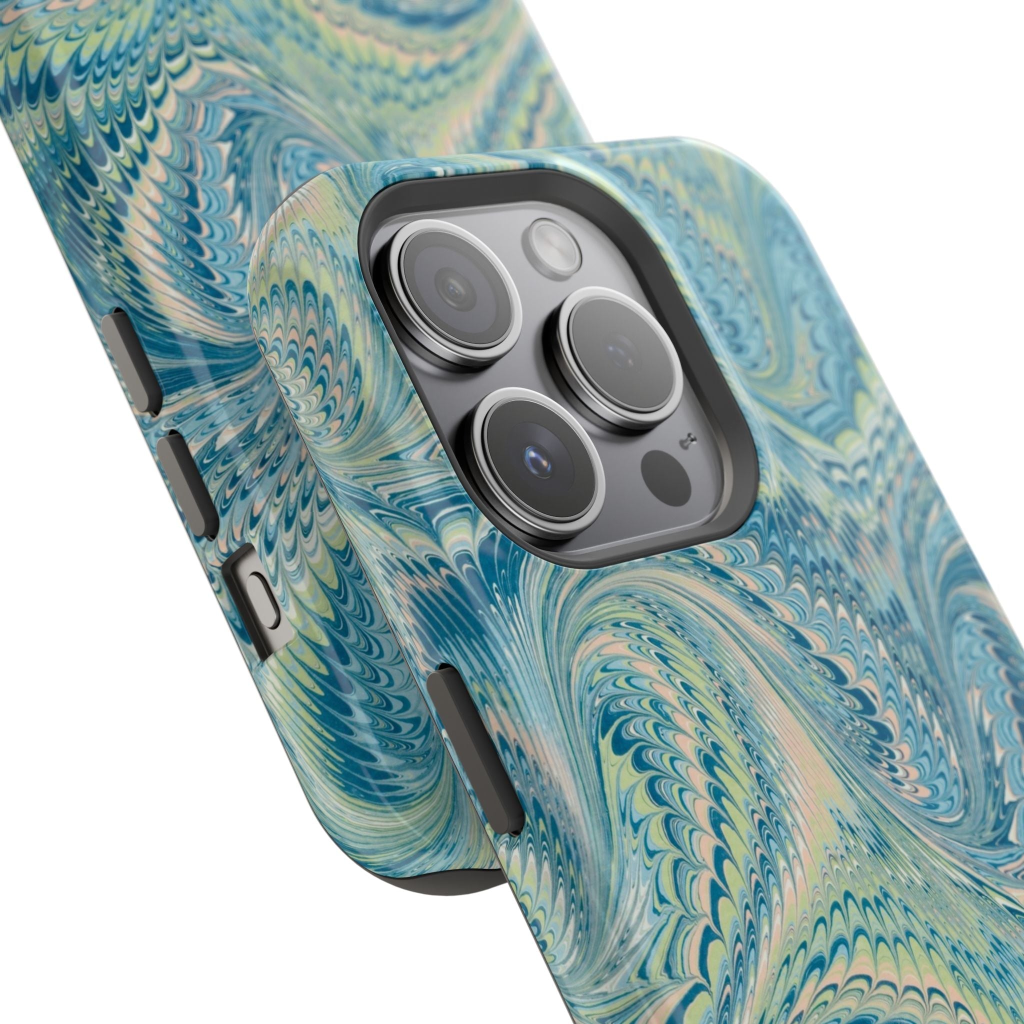 Aqua + Green Marble Phone Case - Impact-Resistant MAG SAFE - Dual Cover Design
