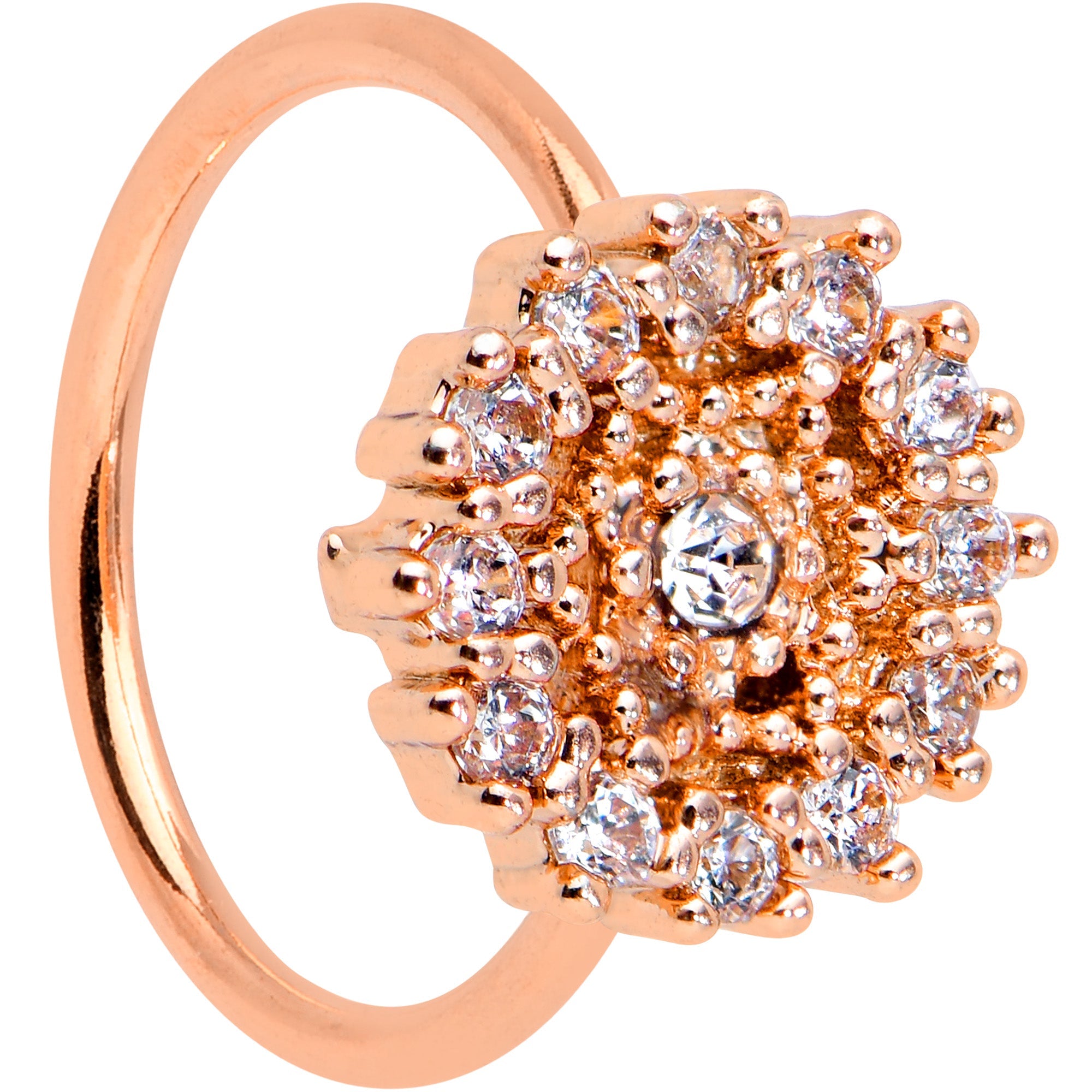 20G 5/16 Clear CZ Gem Rose Gold Tone Geometric Web Nose Hoop