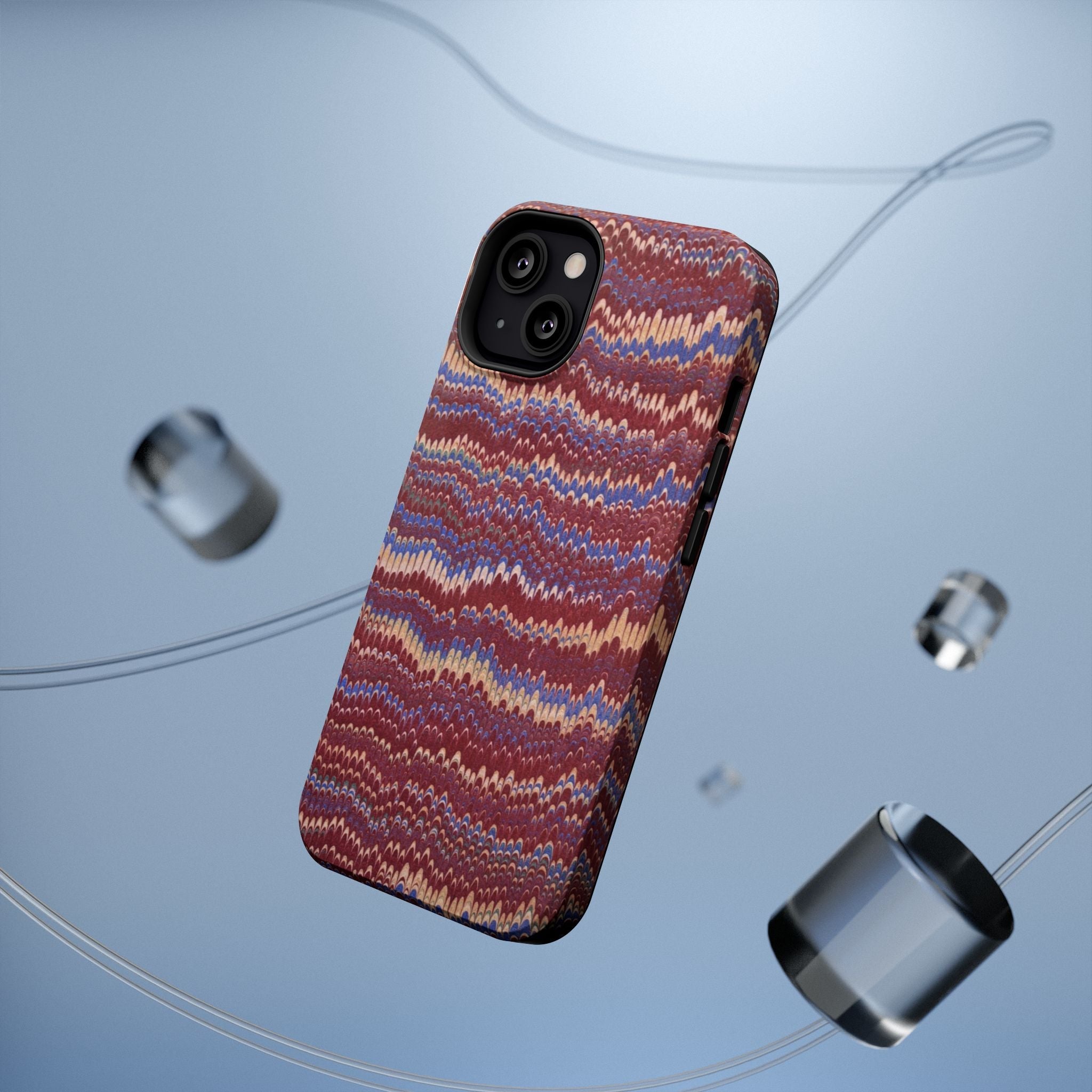 Burgundy and Blue Hues Italian Vintage Marble Design Phone Case for Apple + Samsung
