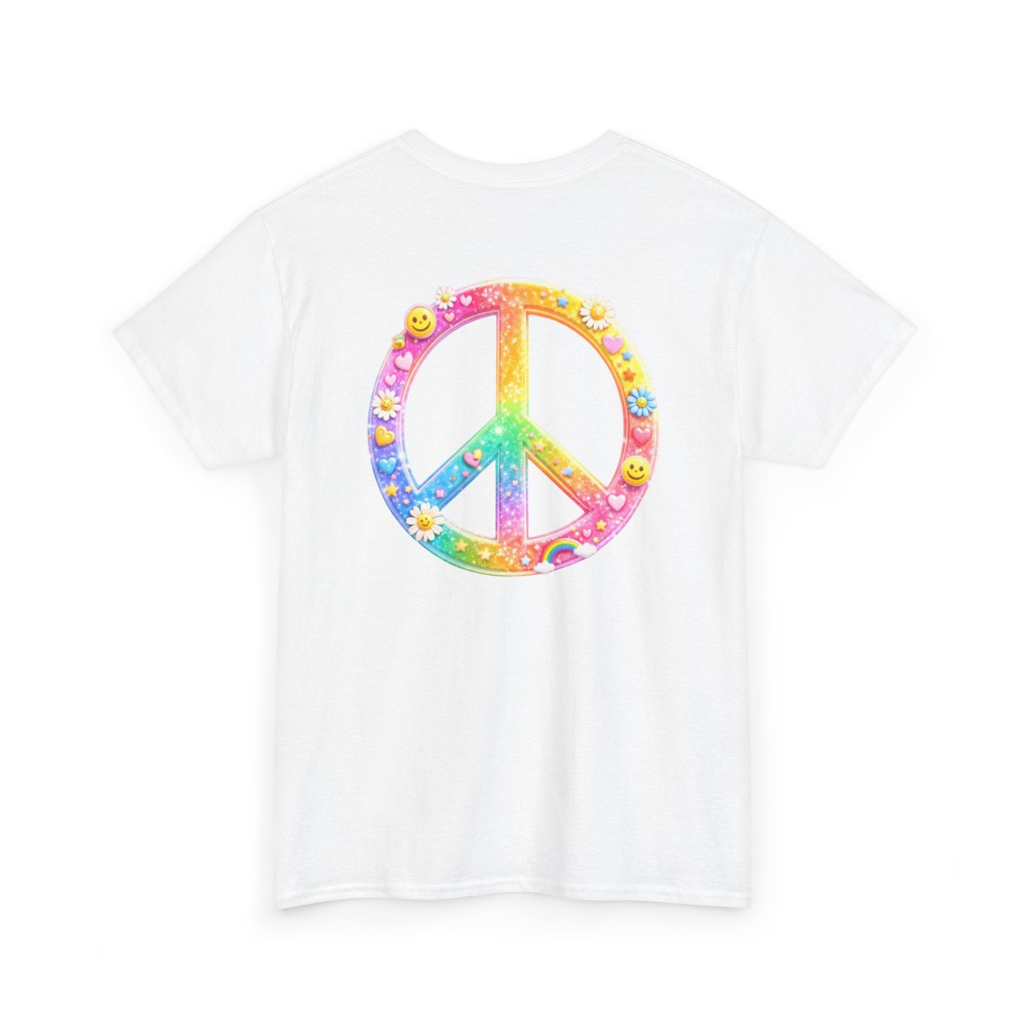 Peace Sign T-Shirt — Rainbow Smiley Hippie Tee