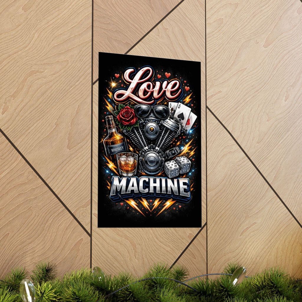 Love Machine Motorcycle Poster — Vintage Biker Art Matte Vertical Print