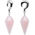 2G Pink Stone Point Curved Taper Ear Weights