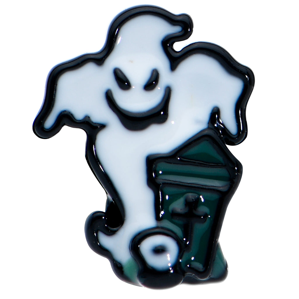 16G 1/4 Black Graveyard Ghost Halloween Cartilage Tragus Earring