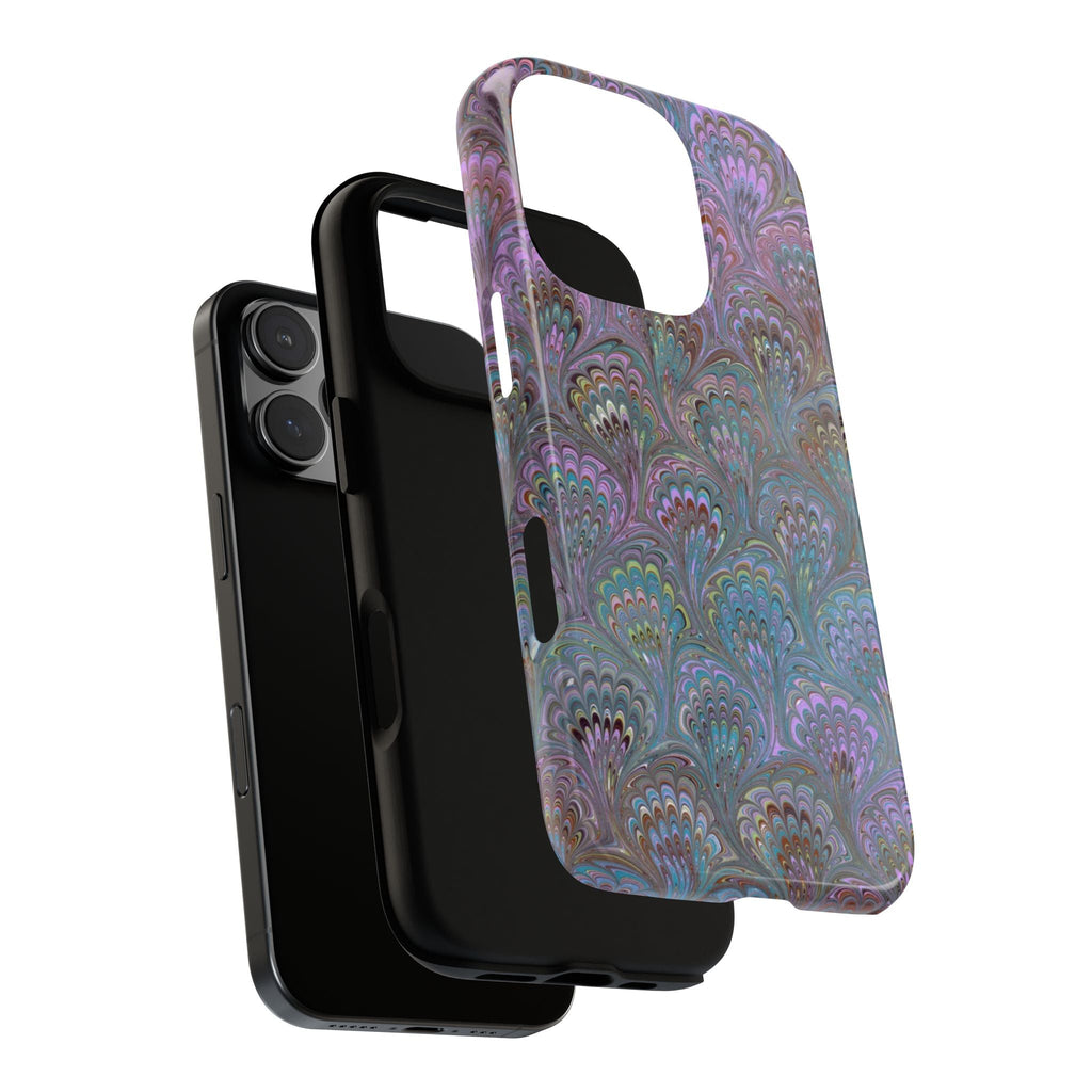 Lavender Marbled Peacock Durable Phone Case