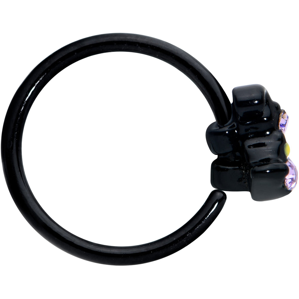 20G 5/16 Clear Gem Black Witch Hat Halloween Nose Hoop
