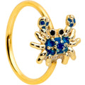 20G 5/16 Black Gem Gold Tone Blue Crab Nautical Nose Hoop