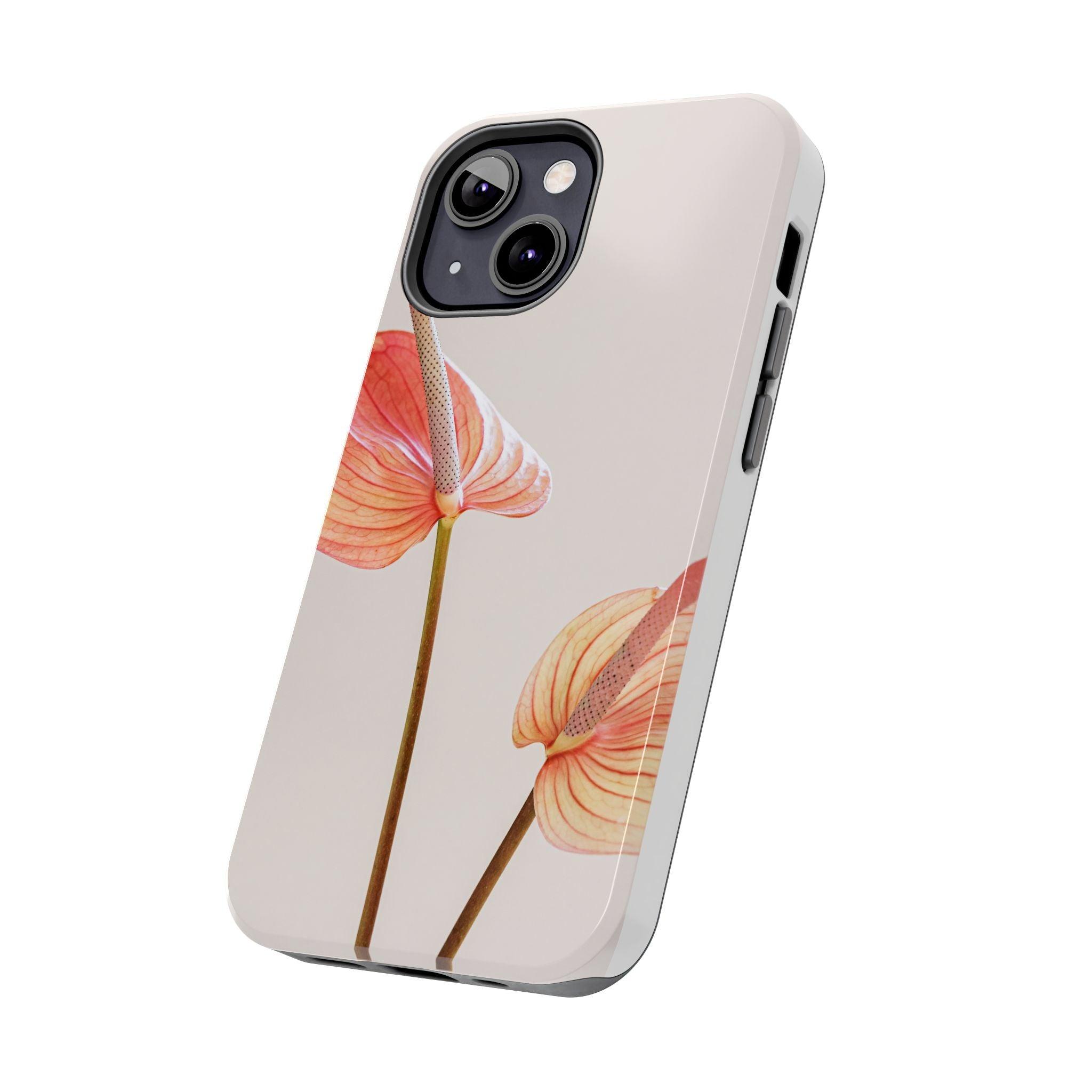 Orange Flower with Leaves Tough Phone Cases