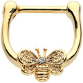 16G 5/16 Clear Gem Gold Tone Beauty Bee Cartilage Clicker
