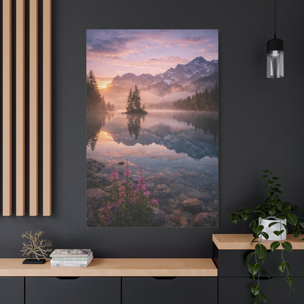Sunrise Mountain Lake Matte Canvas Print