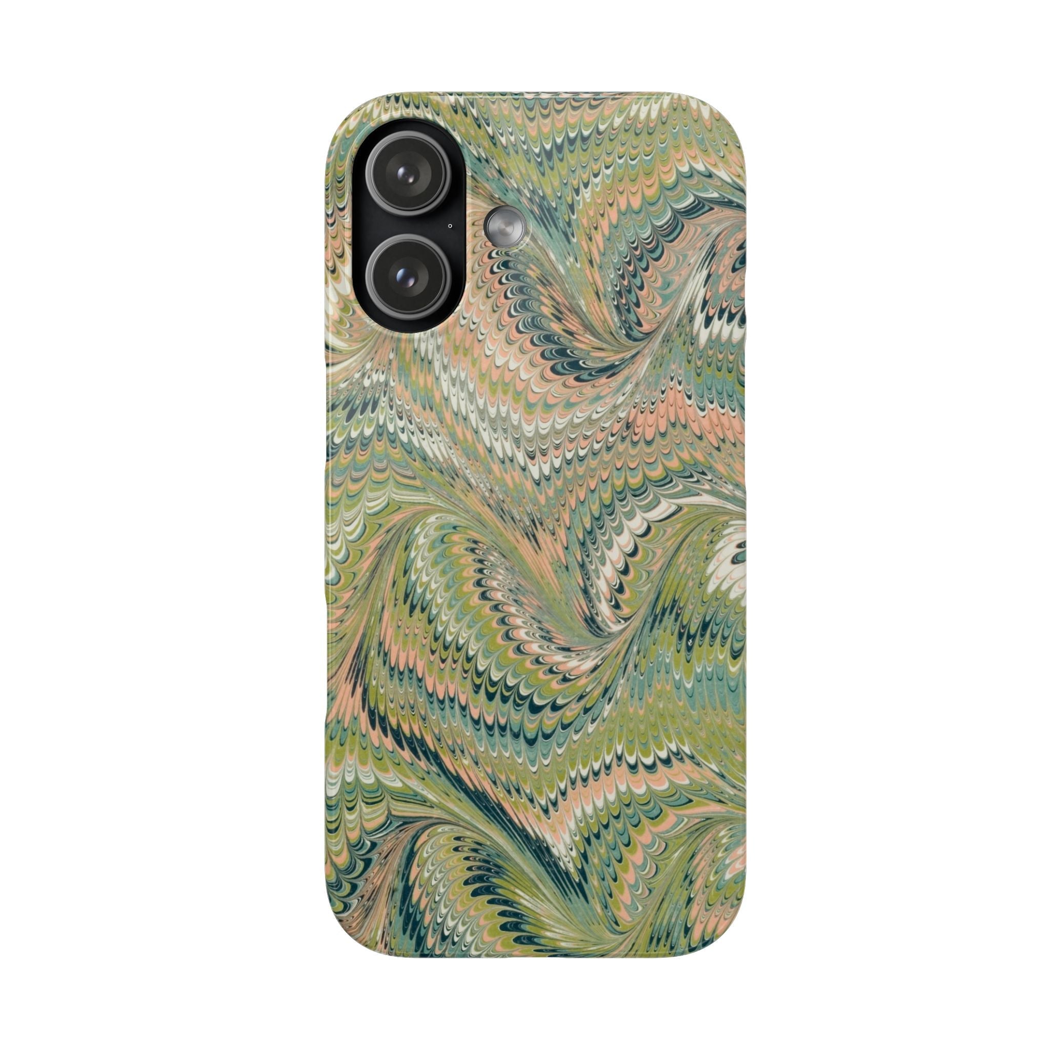 Green + Pink Pastel Marbled Swirl Phone Case - Single Layer Slim Case