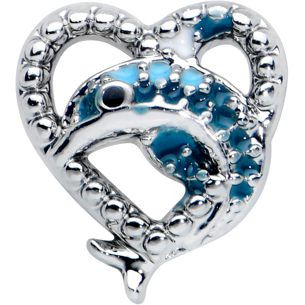 16G 5/16 Dolphin Blue Heart Valentines Day Labret Monroe Tragus