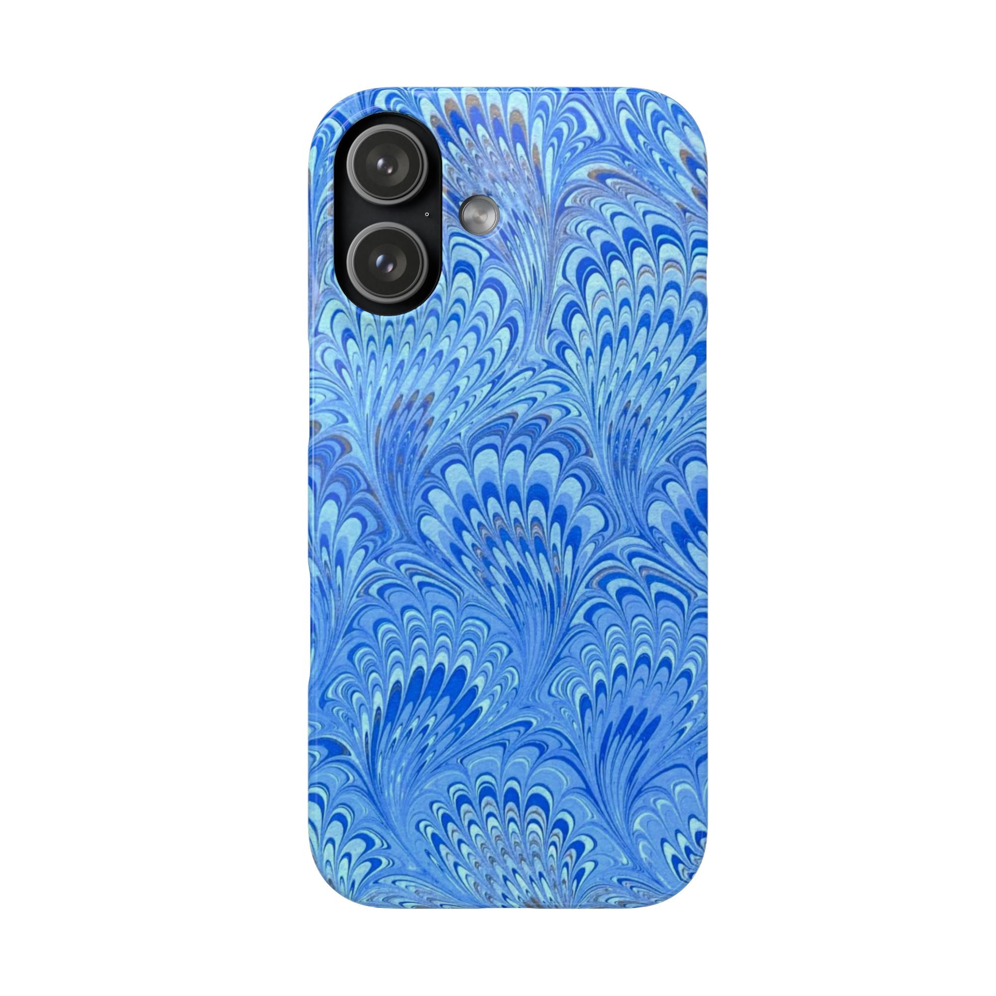 Marbled Feather Blue Swirl - Single Layer Slim Phone Case