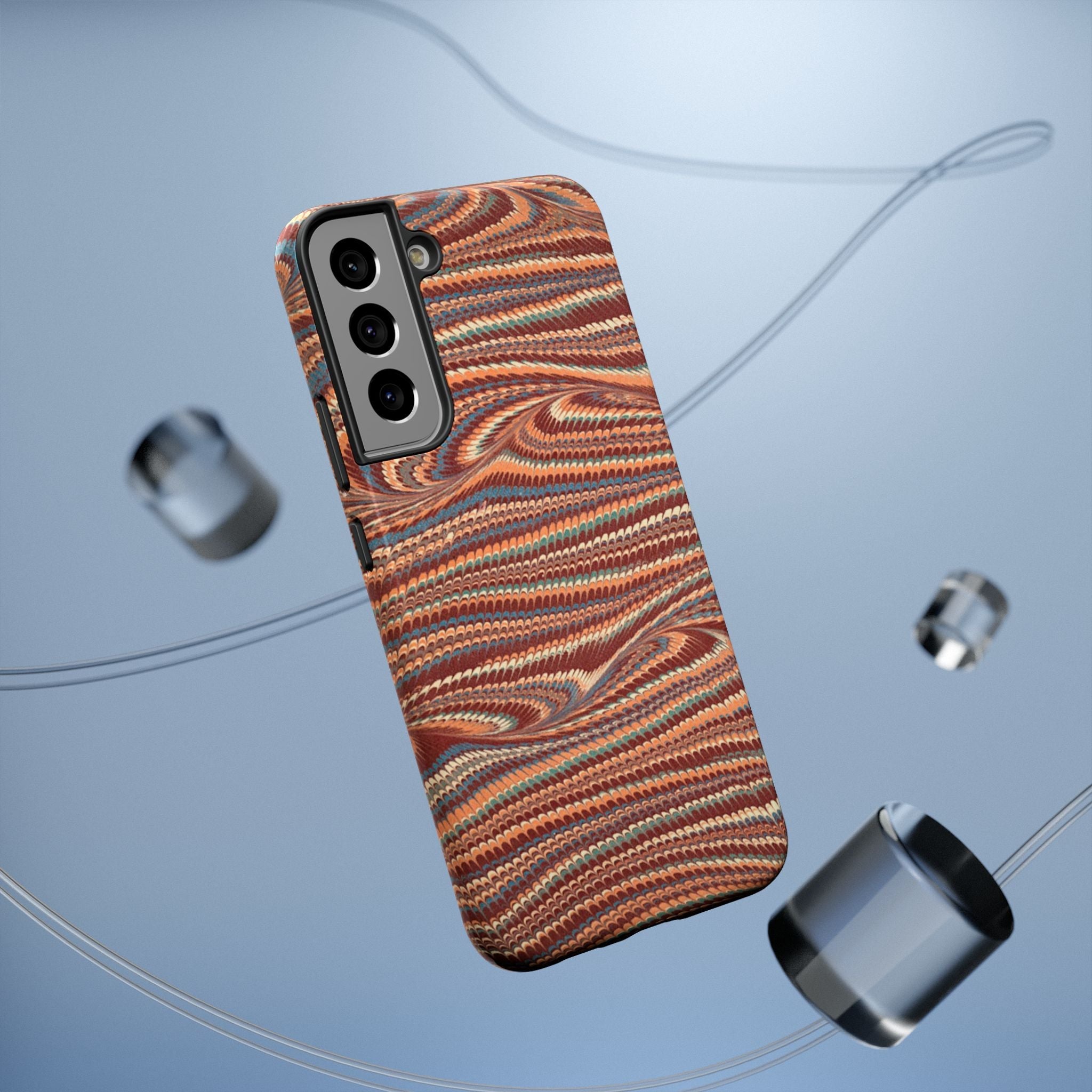 Neutrals Burgundy, Beige, Rust Hues Italian Vintage Marble Design Phone Case for Apple + Samsung