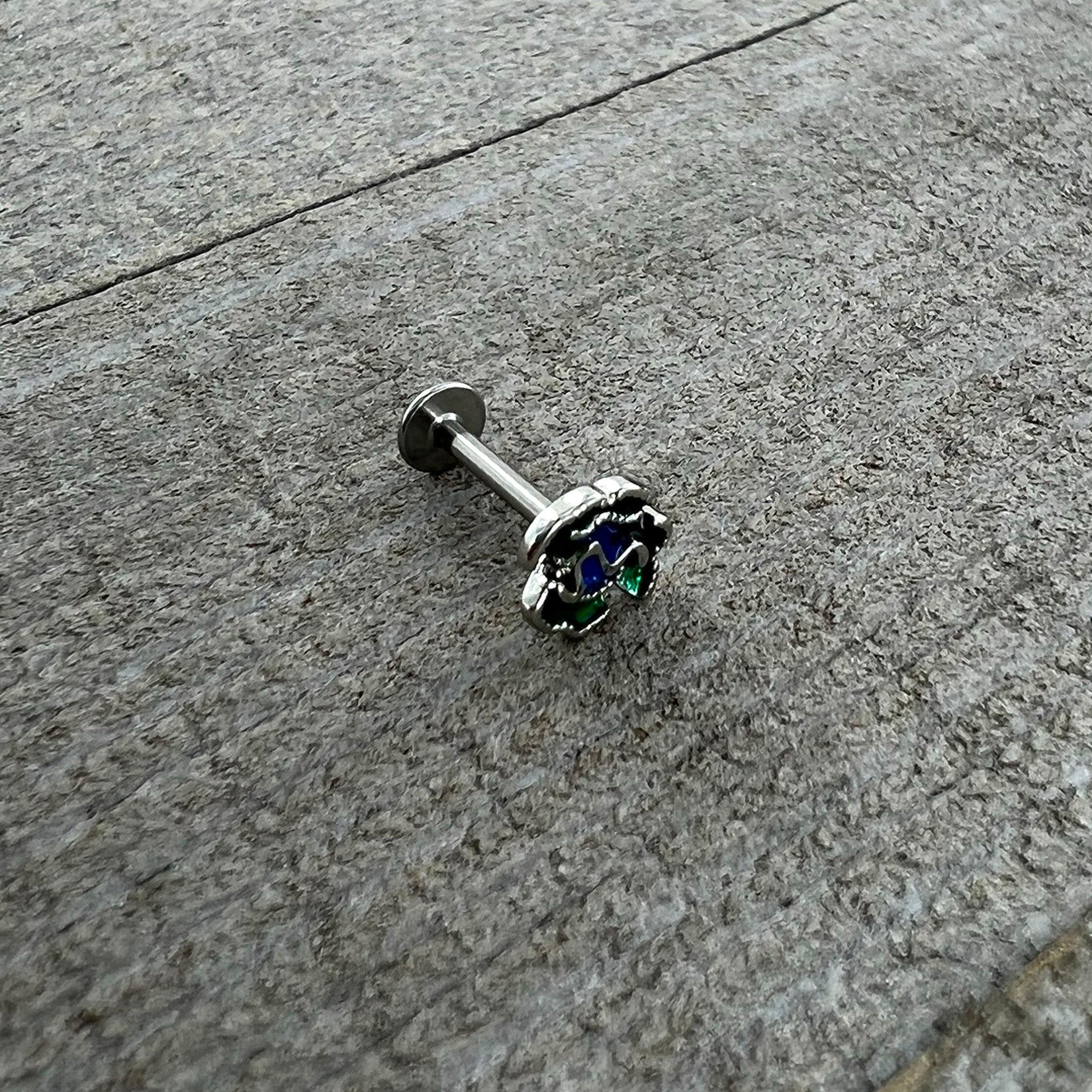 16G 5/16 Spring Flower Green Blue Labret Monroe Tragus