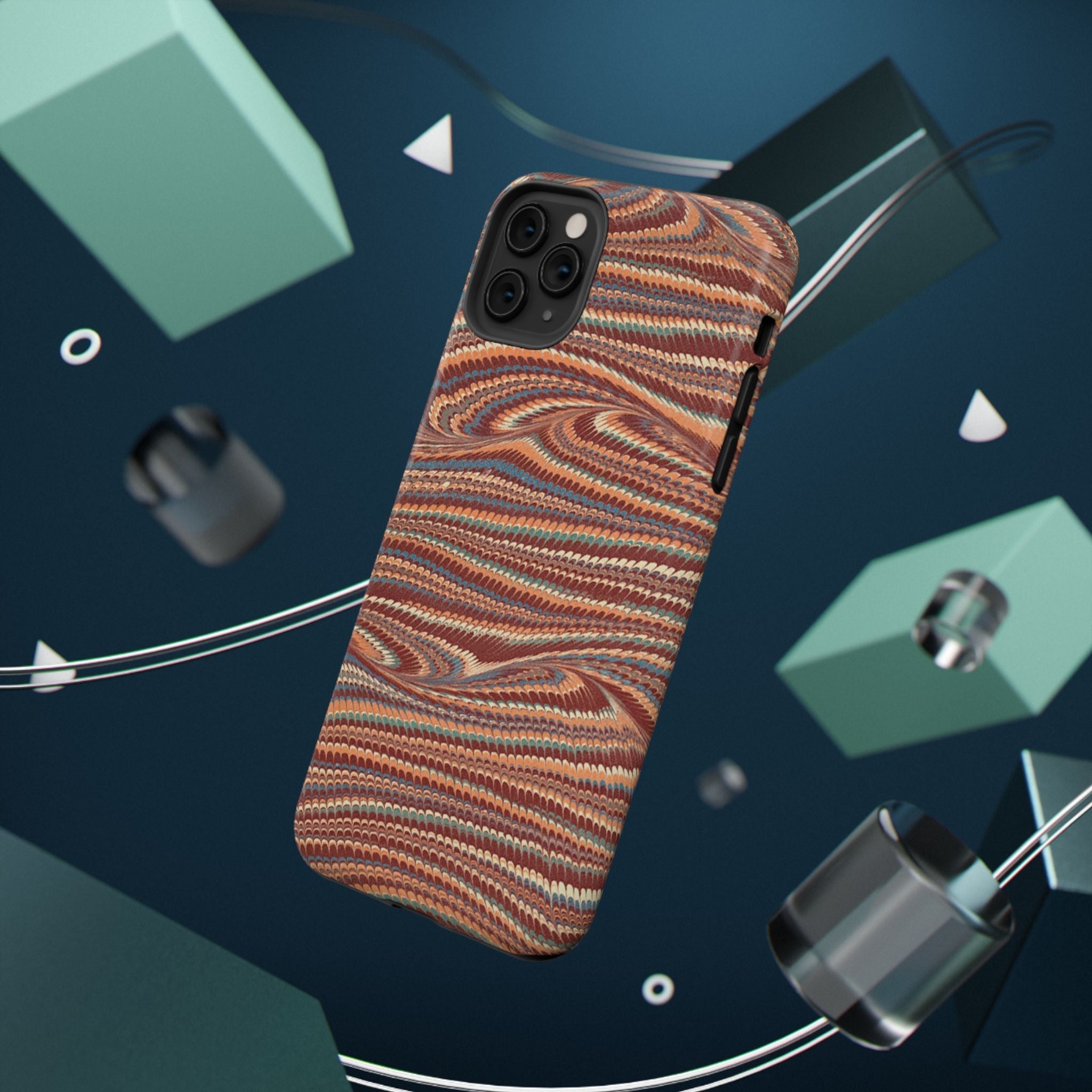 Neutrals Burgundy, Beige, Rust Hues Italian Vintage Marble Design Phone Case for Apple + Samsung