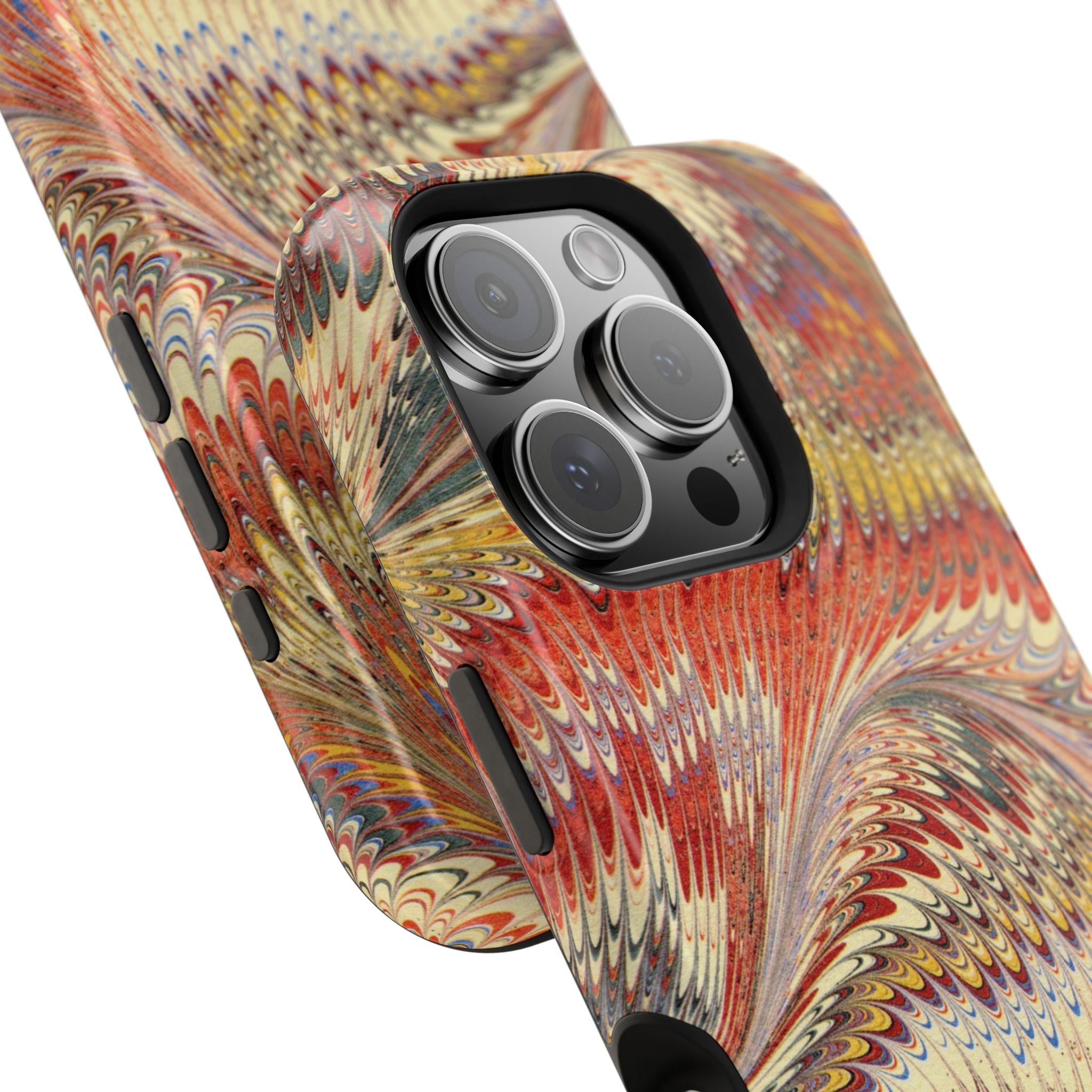 Rust + Gold Italian Marbled Design Magnetic MAG SAFE - Dual Layer Case - Glossy or Matte