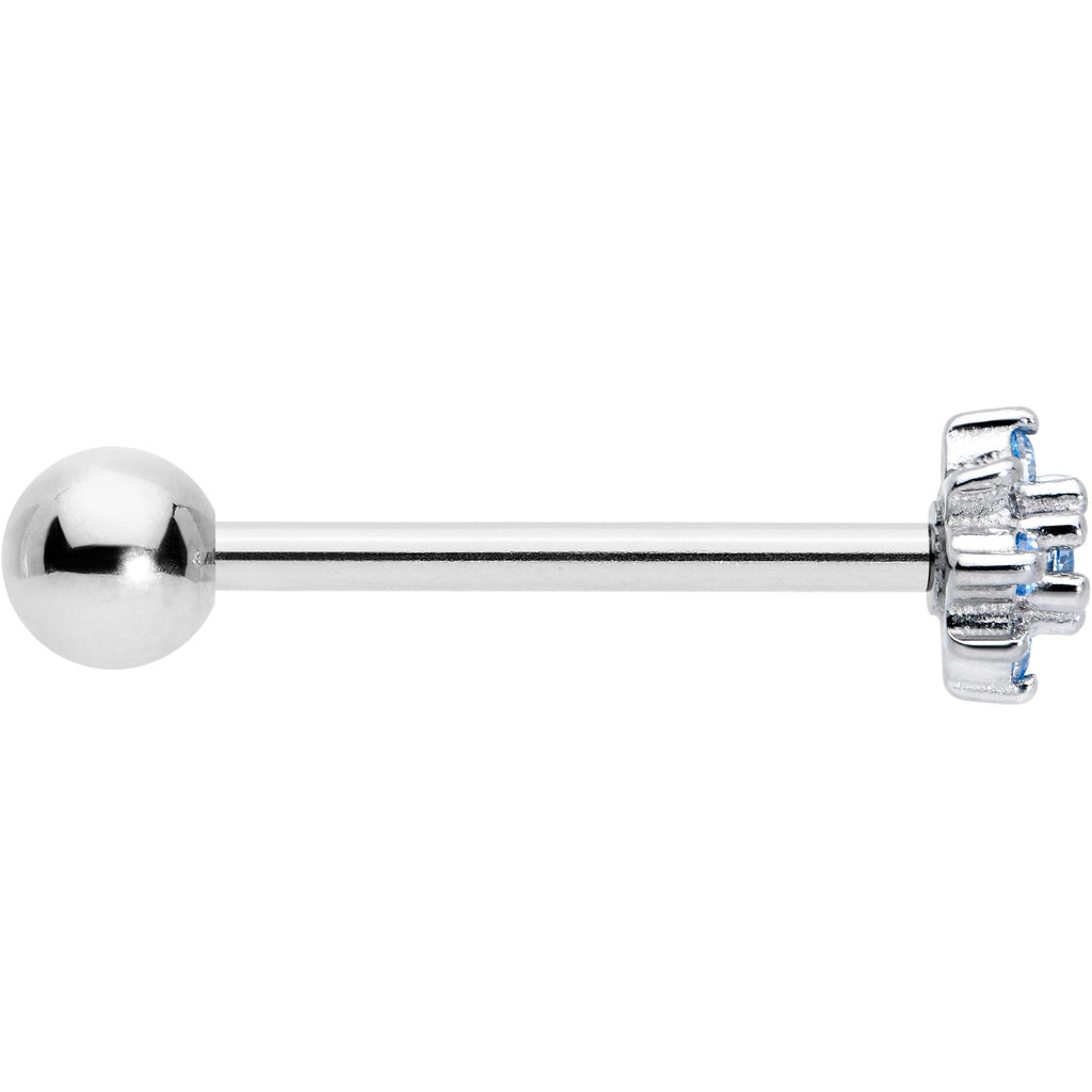Blue Clear Gem Stylish Snowflake Barbell Tongue Ring