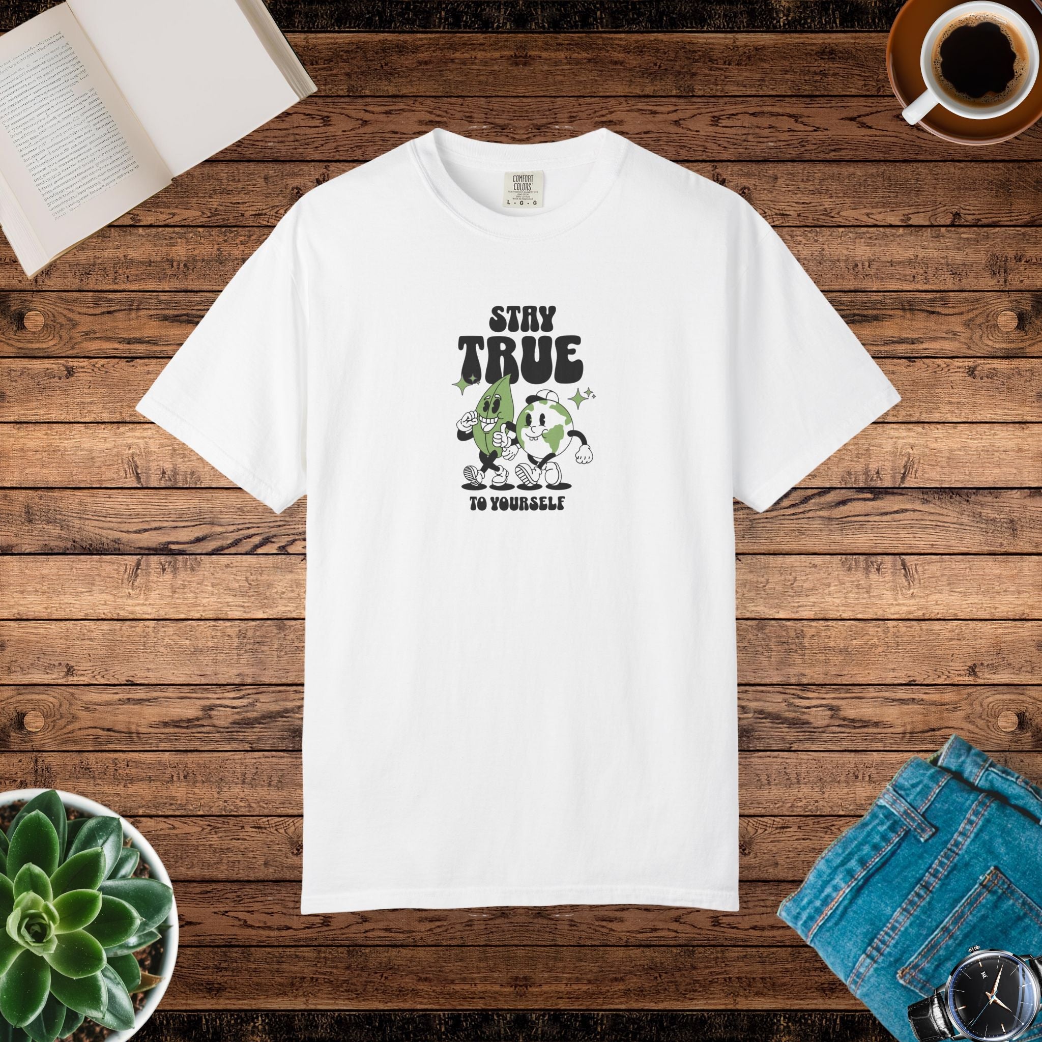 Relaxed Fit Tee - Earth Leaves Cozy Comfort Colors - DipaliZ