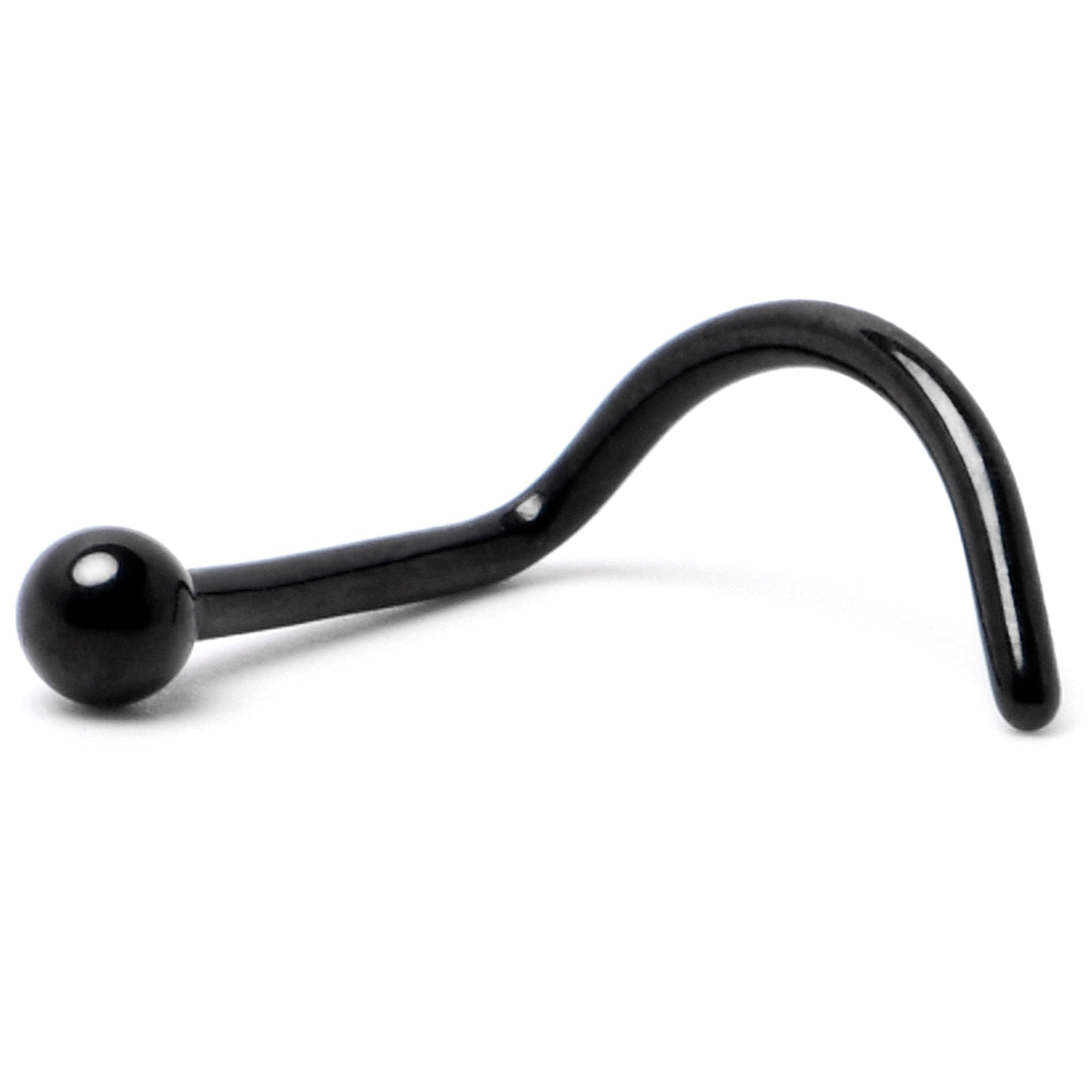 20G 1/4 Black ASTM F-136 Implant Grade Titanium Ball End Left Side Nose Screw