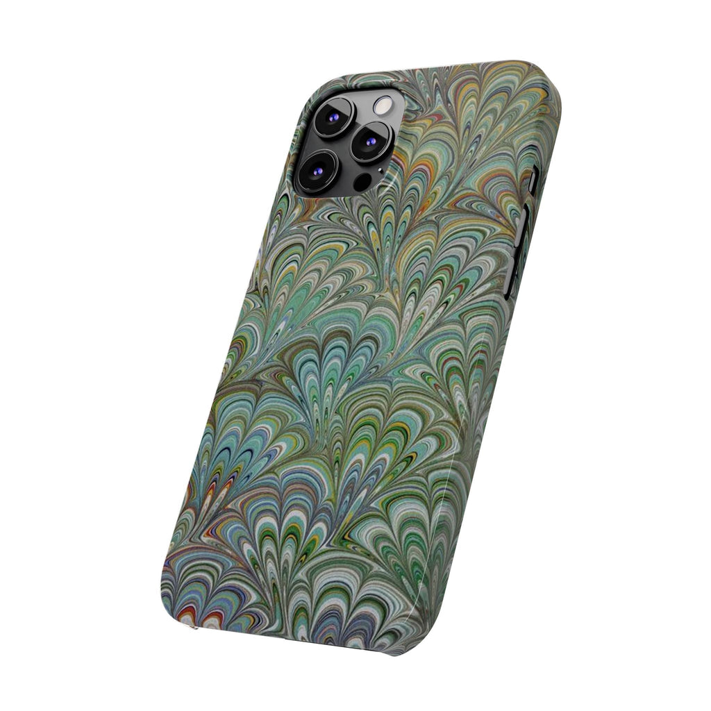 Deep Green Peacock Italian Marbled Design, Italy Feather Phone Case