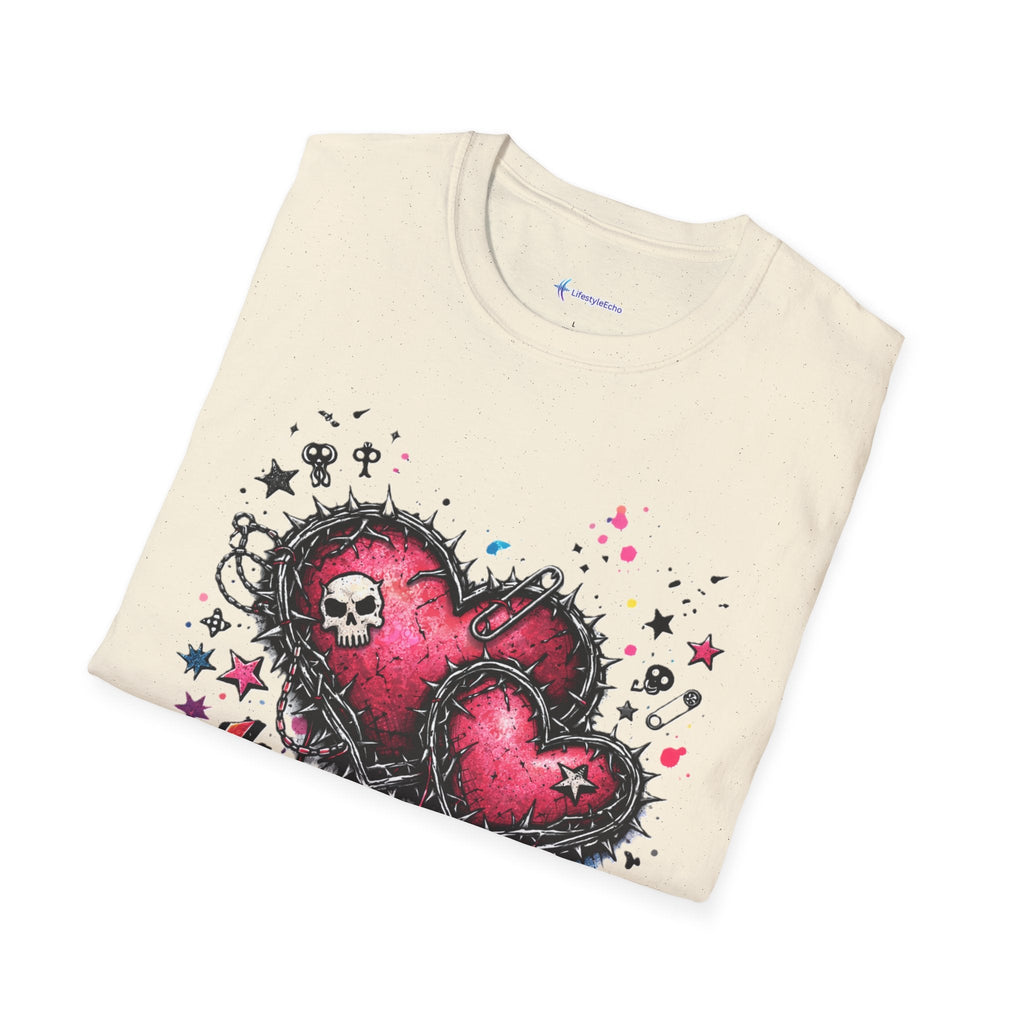 Punk Rock Valentines T-Shirt - Hearts & Skulls Graphic