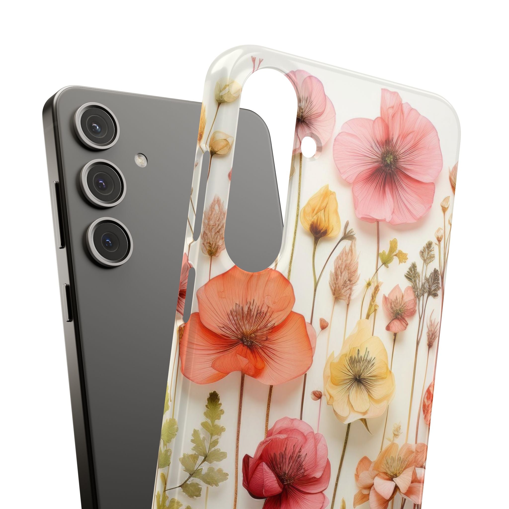 Pink Floral Pressed Flowers - Slim Case