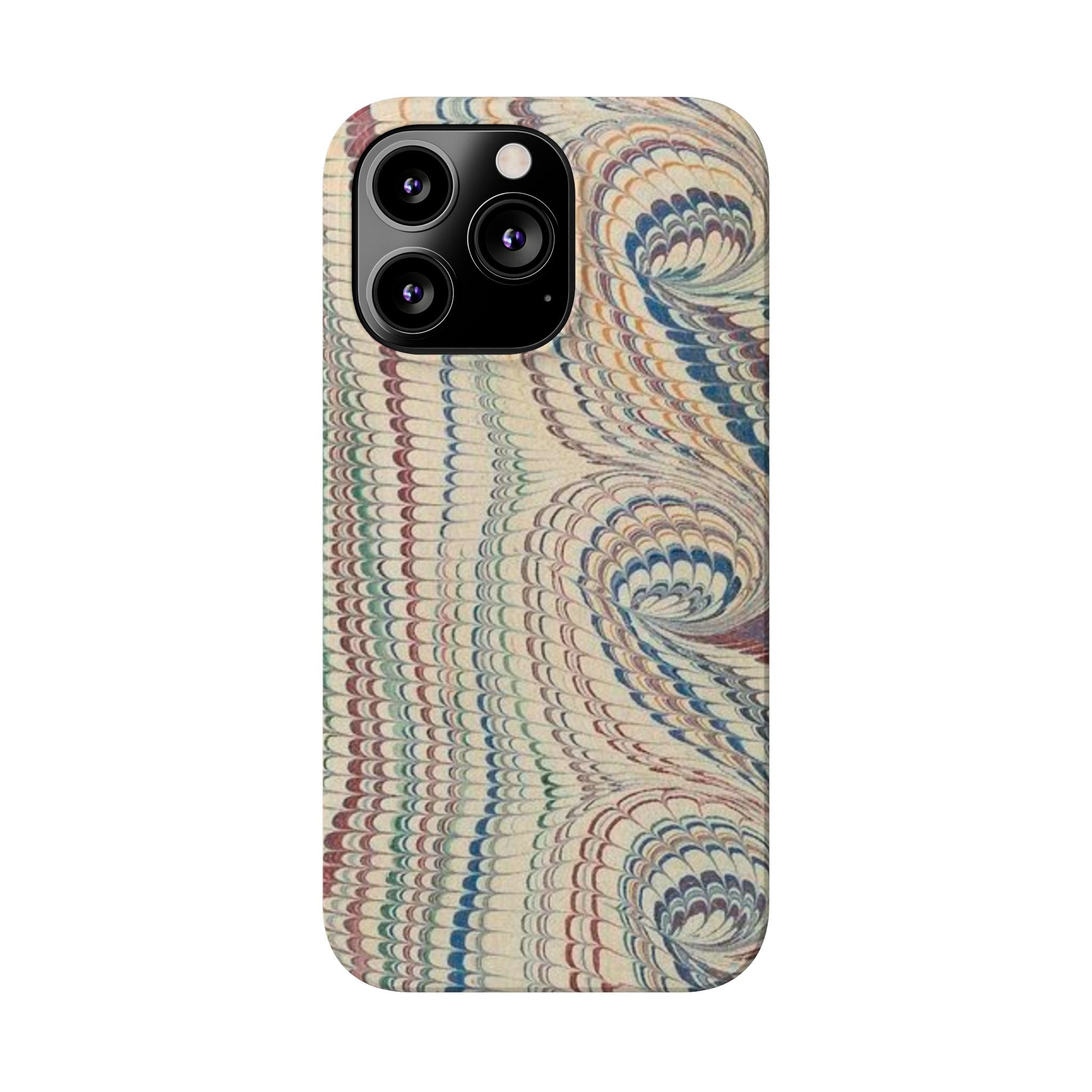 Italian Vintage Marbled Paper Design on iPhone Cases, Artistic Protection for Your Device in Elegant Beige, Blue, Burgundy