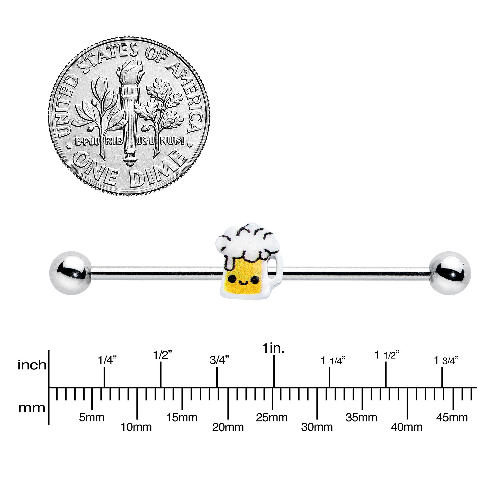 14G Sweet Happy Beer St Patricks Day Industrial Barbell 38mm