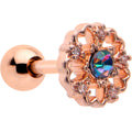 16G 1/4 Vitrail Gem Rosy Hue Flower Cartilage Tragus Earring