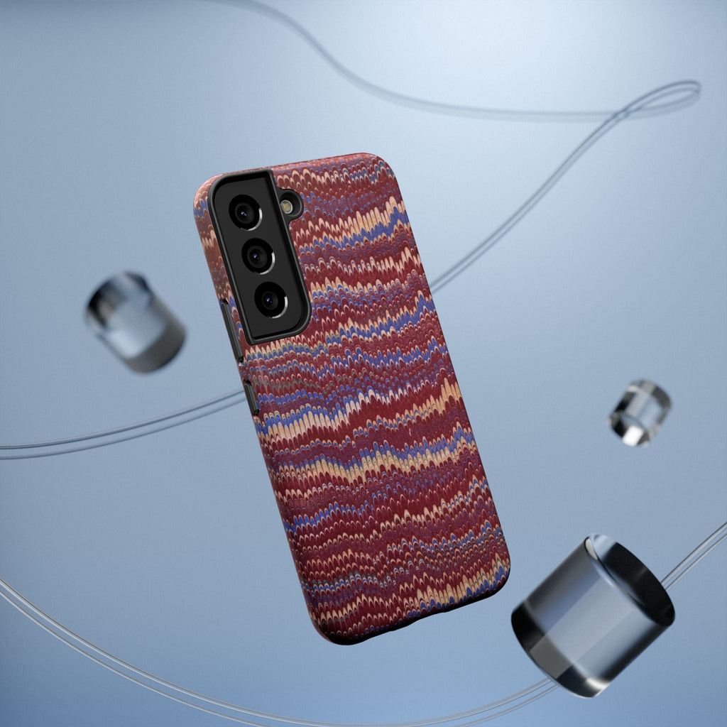 Burgundy and Blue Hues Italian Vintage Marble Design Phone Case for Apple + Samsung