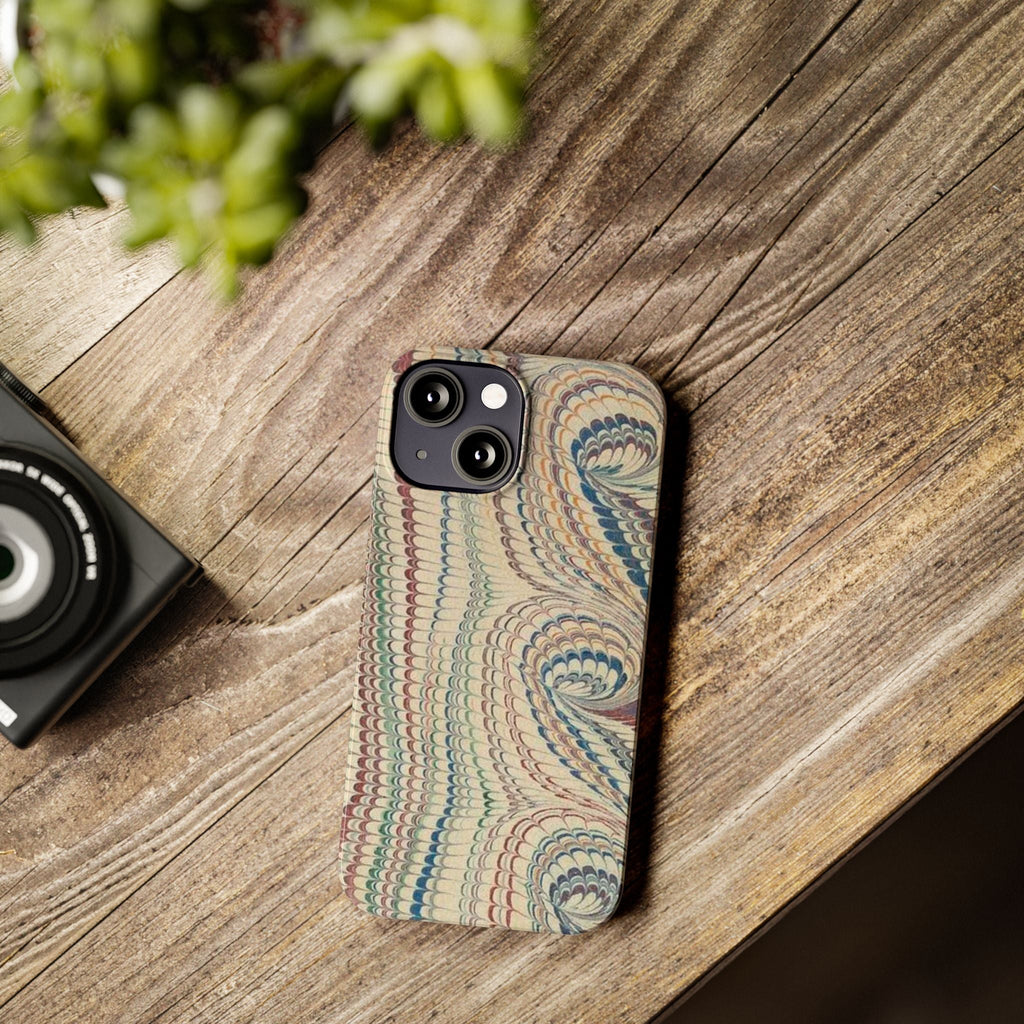 Italian Vintage Marbled Paper Design on iPhone Cases, Artistic Protection for Your Device in Elegant Beige, Blue, Burgundy