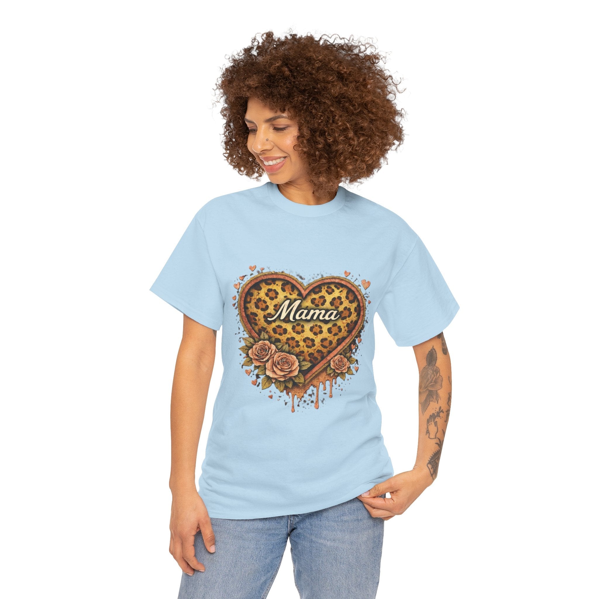 Mama Leopard Heart T-Shirt – Floral Tribal Mother's Day Tee
