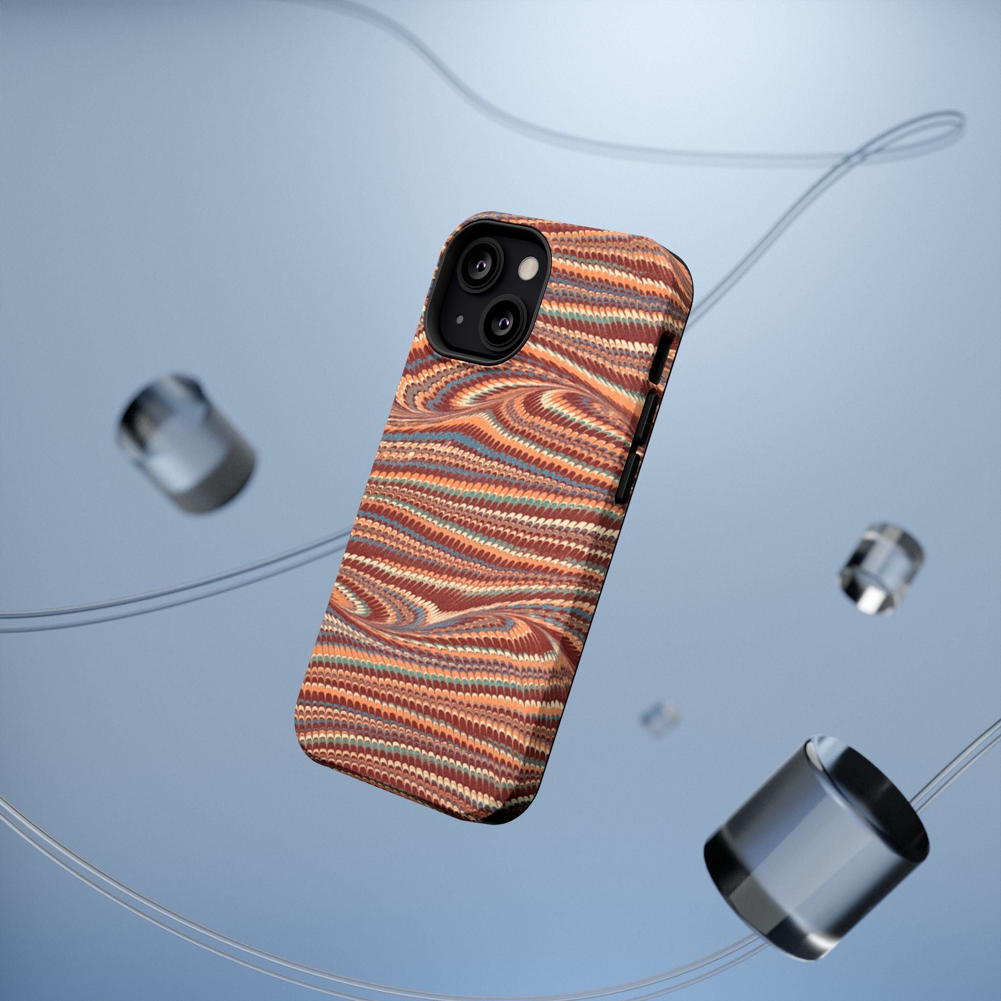 Neutrals Burgundy, Beige, Rust Hues Italian Vintage Marble Design Phone Case for Apple + Samsung