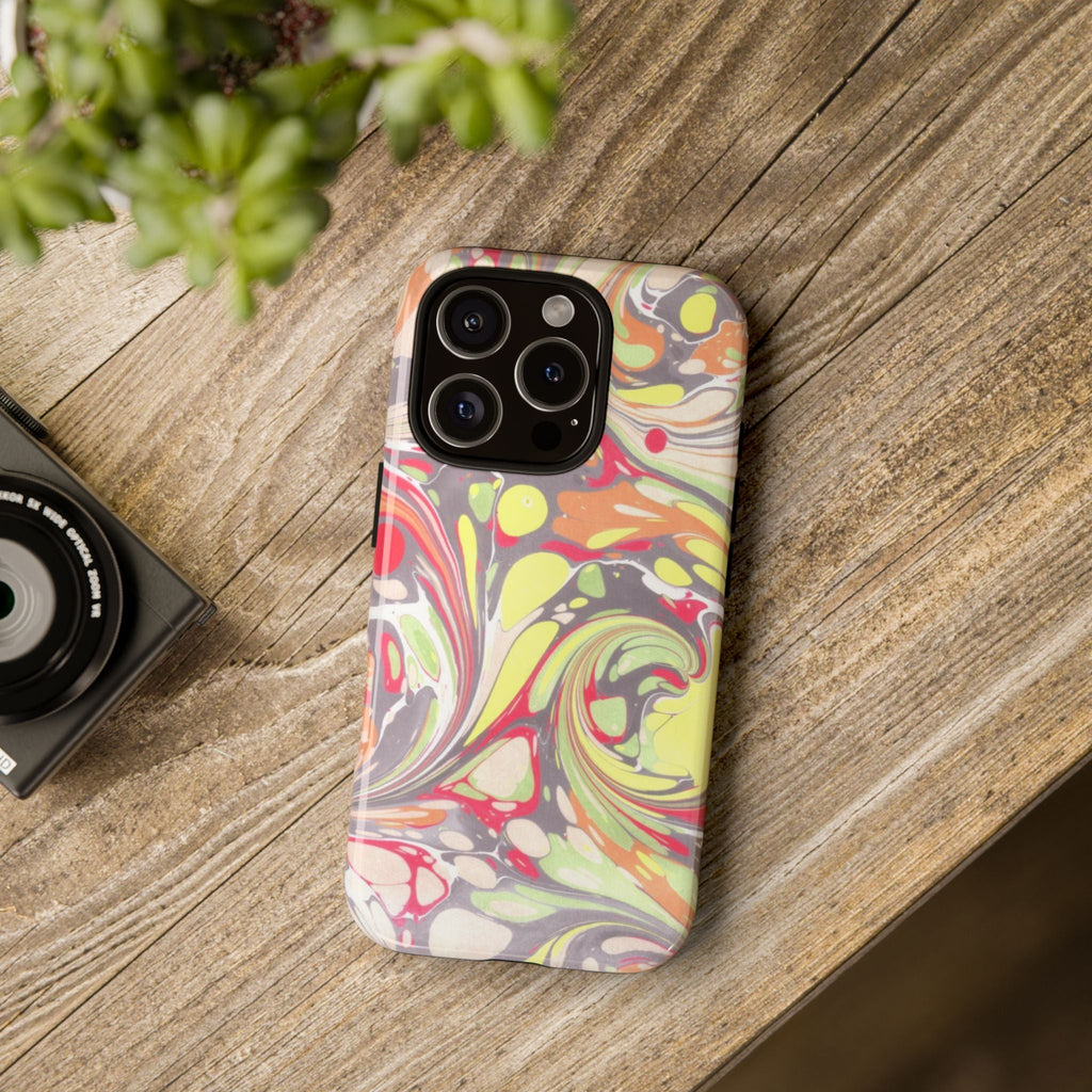 Yellow and Pink Swirl Marbled Italian Phone Case - Dual Layer - Matte or Glossy