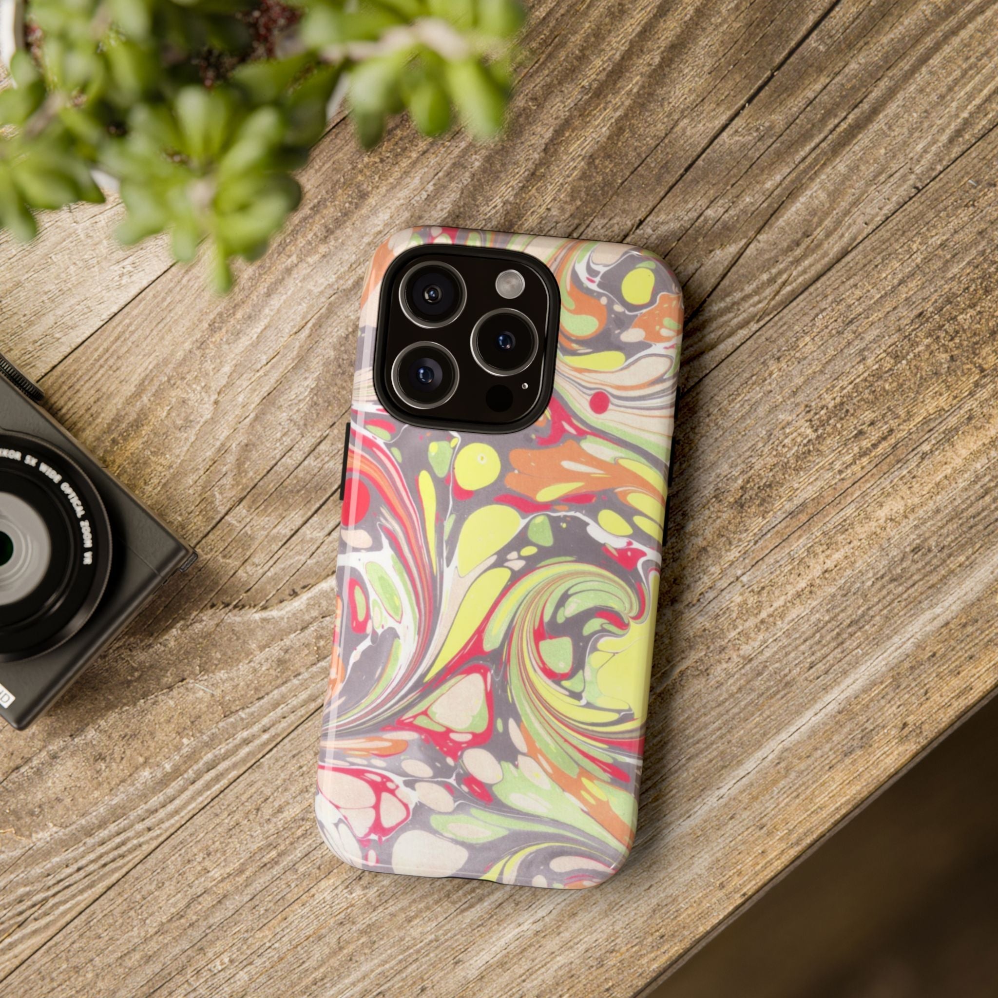 Yellow and Pink Swirl Marbled Italian Phone Case - Dual Layer - Matte or Glossy